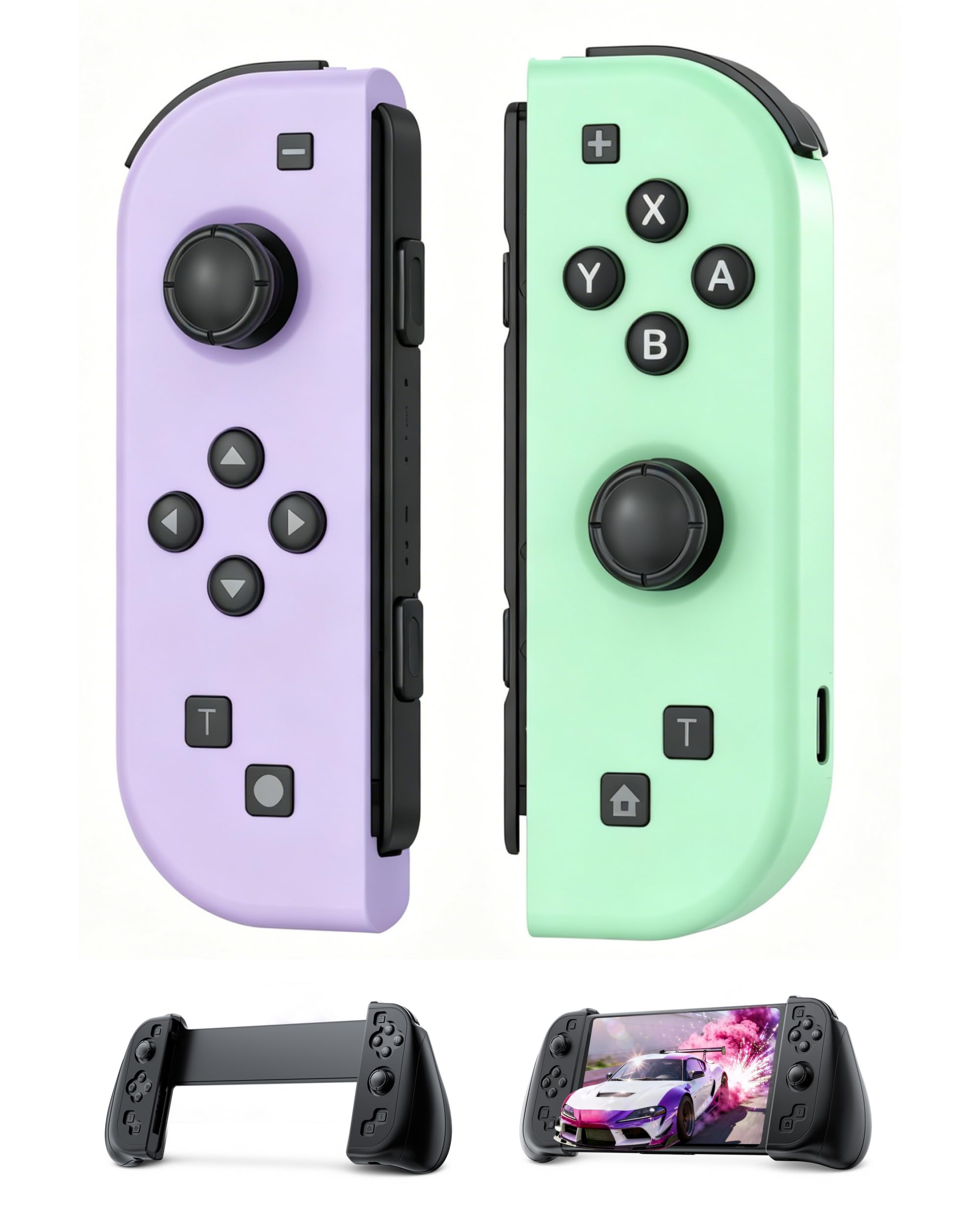 GGiking Switch Controller für Switch OLED Lite mit Turbo Dual Vibration 6-Achsen-Gyrosensor Lila Grün