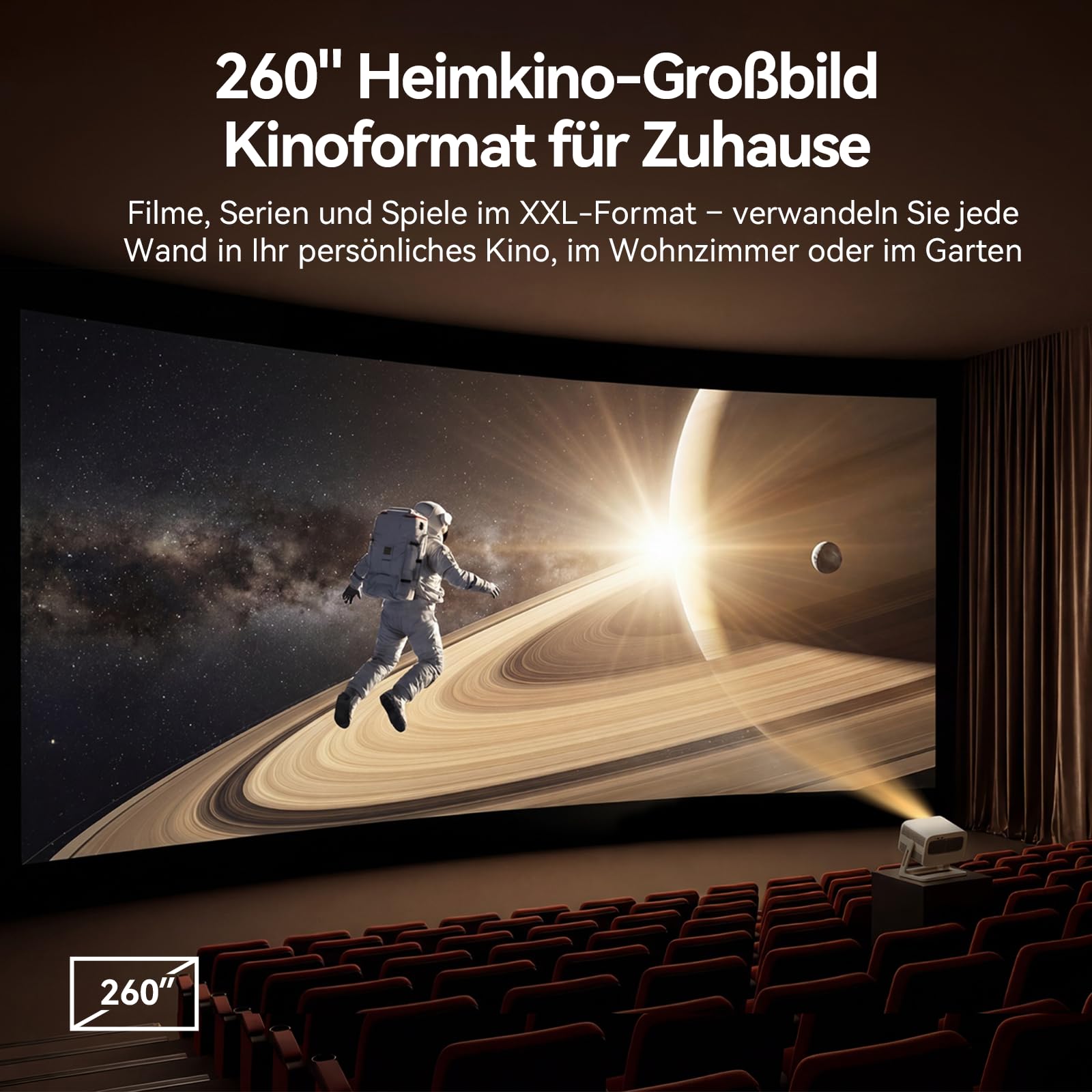 WANBO Vali 1 Pro Smart Beamer 4K Unterstützung MEMC HDR10 Dolby eARC HDMI 2.1 900 ANSI 1080P FHD Outdoor Projektor bis 260"