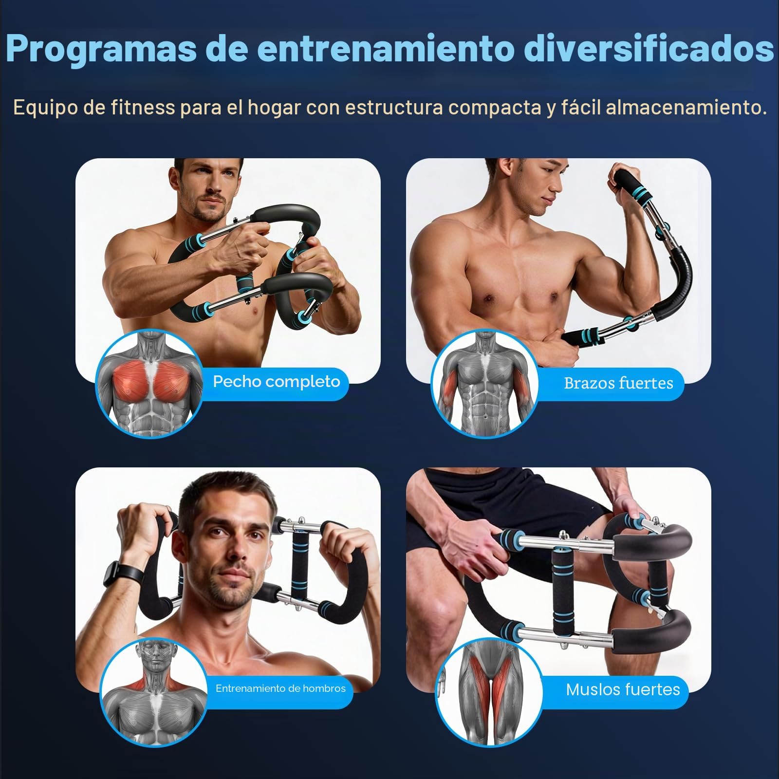 Entrenador de Brazos y Pecho, Power Twister Multifuncional en U Ajustable 30-50 kg para Brazos Hombros Pecho Espalda y Piernas Portátil y Desmontable | Ideal para brazos, hombros, pecho, espalda y piernas, portátil y desmontable, cómodo entrenamiento de c
