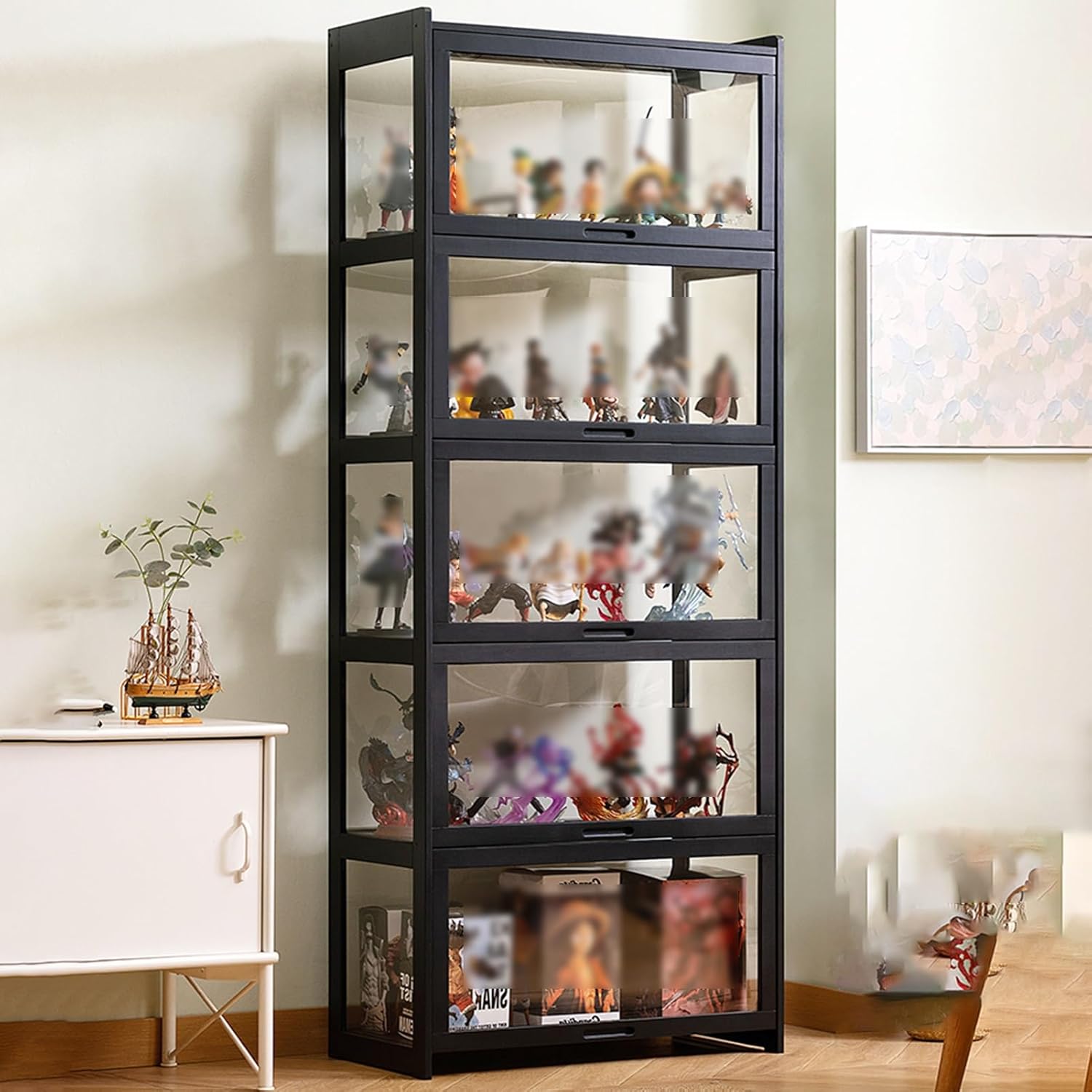 Amazon.com: 3/4/5 Tier Display Cabinet, Storage Shelves with Acrylic ...
