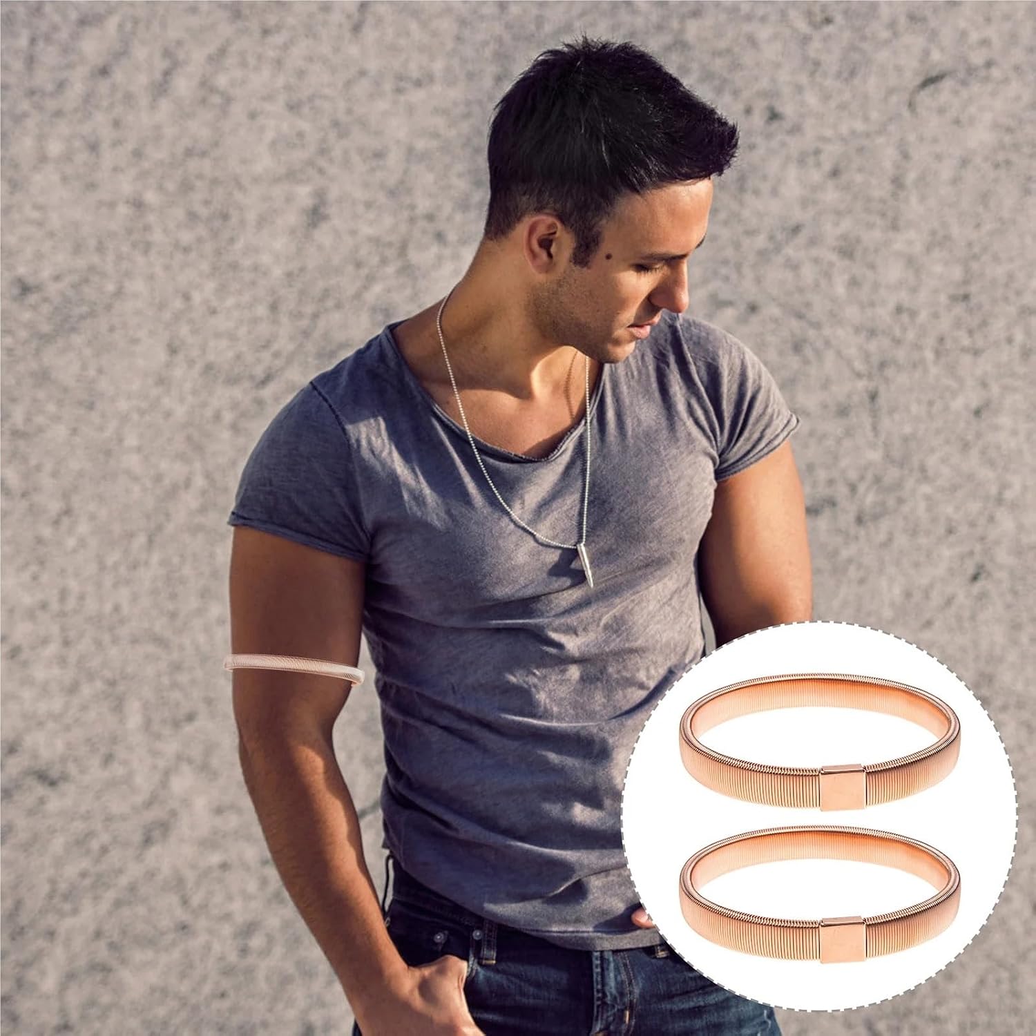 Sleeve Garters for Men 10 Pcs Shirt Sleeve Elastic Holders – Men’s Metal Armband Garters With Upper Bangle Design