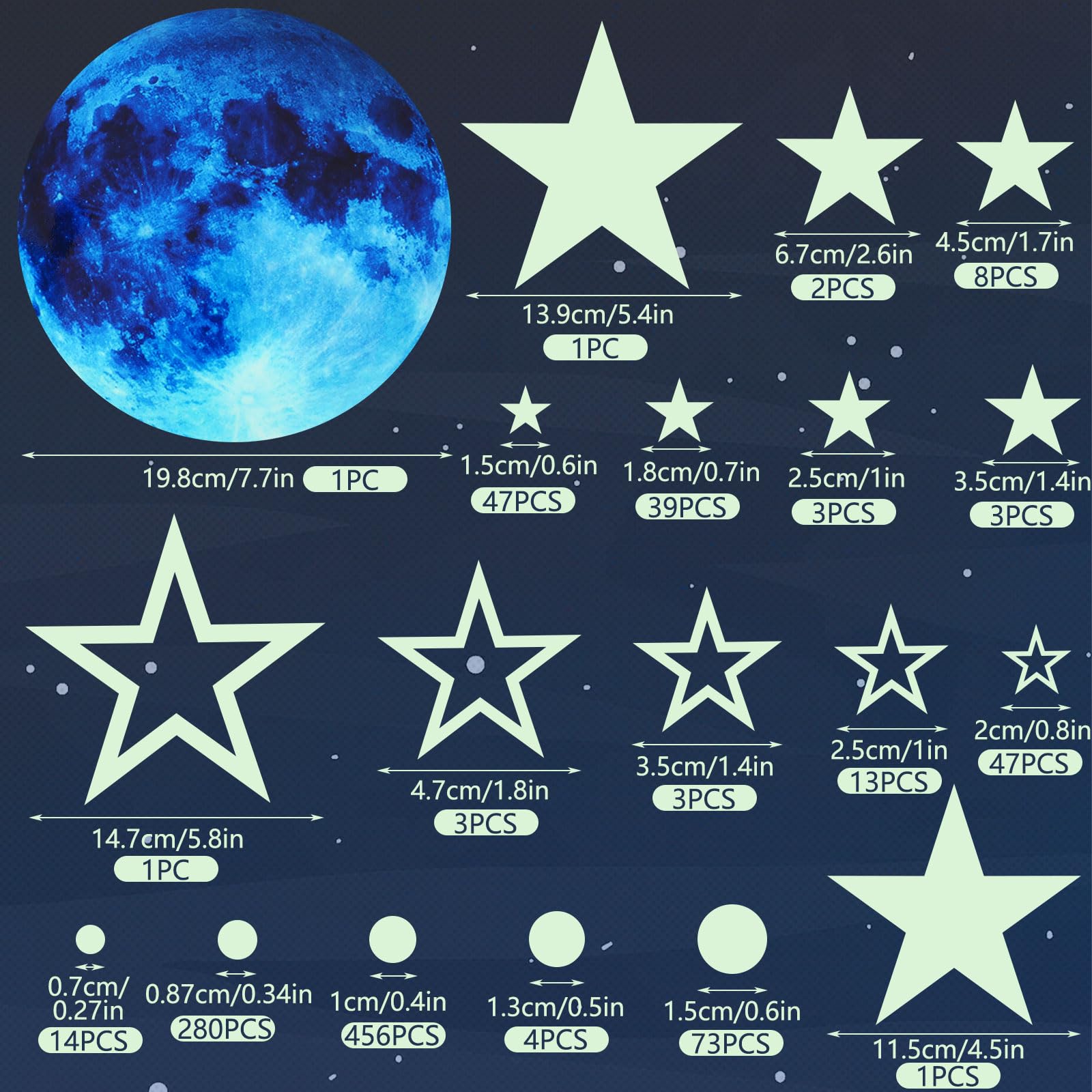 JUNEBRUSHS Glow in The Dark Stars Stickers - Image 2