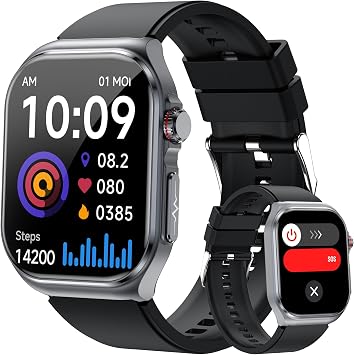 Smart Watch for Women Men, Blood Pressure, Heart Rate, Blood Oxygen,Sleep & Stress Monitoring, Bluetooth Call,130+ Sports Modes, AI Voice Assistant, IP68 Waterproof Black