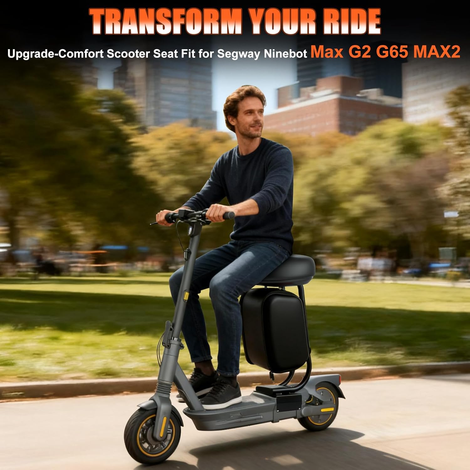 Electric Scooter Seat Compatible with Segway Ninebot MAX G2 G65 MAX2 Seat Attachment for Adult with 10L Large Storage Bag, Cup Holder, PU Cushion