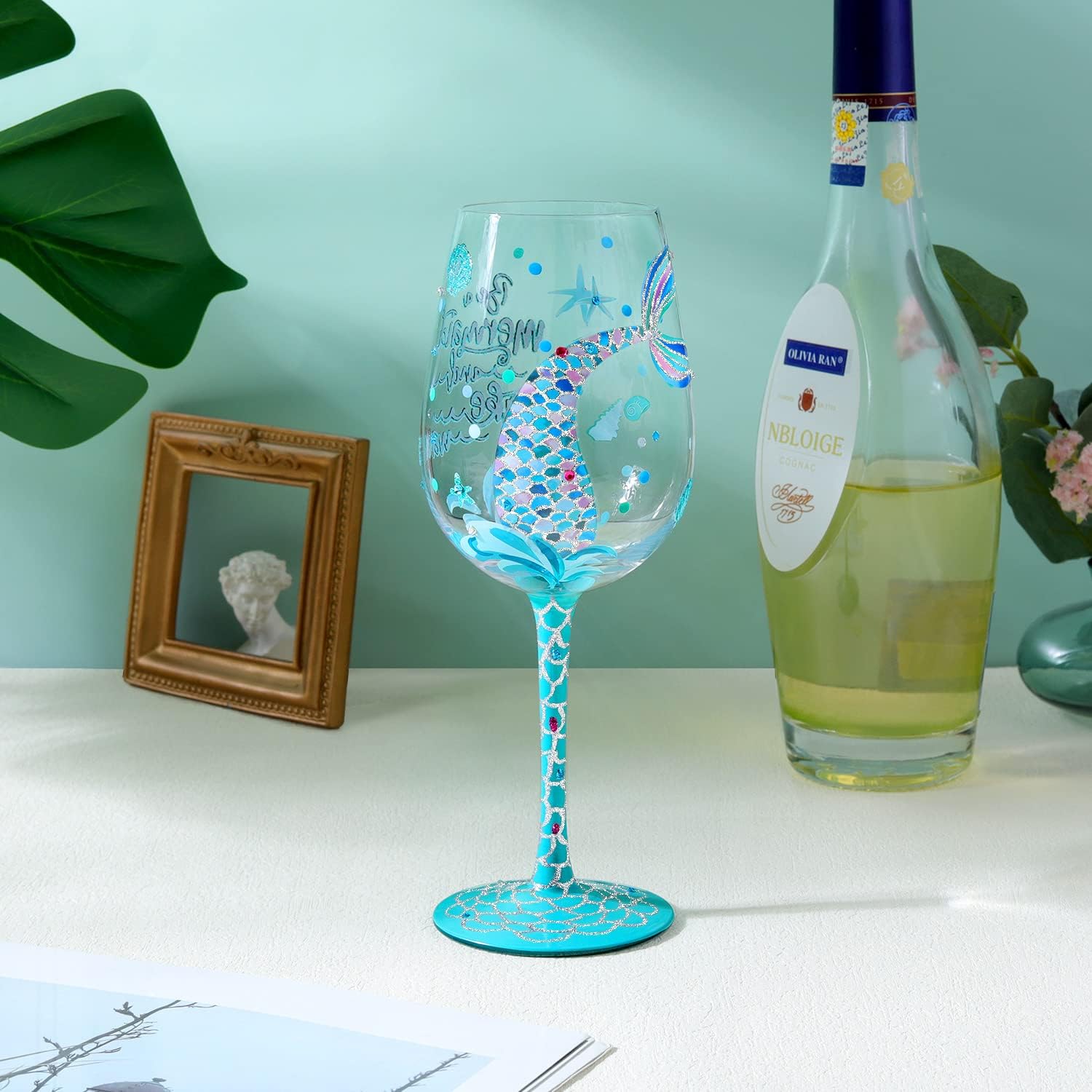NymphFable Hand-painted Wine Glass Mermaid Sayings Artisan Painted 15oz Personalised Gift for Girls Women - Image 5