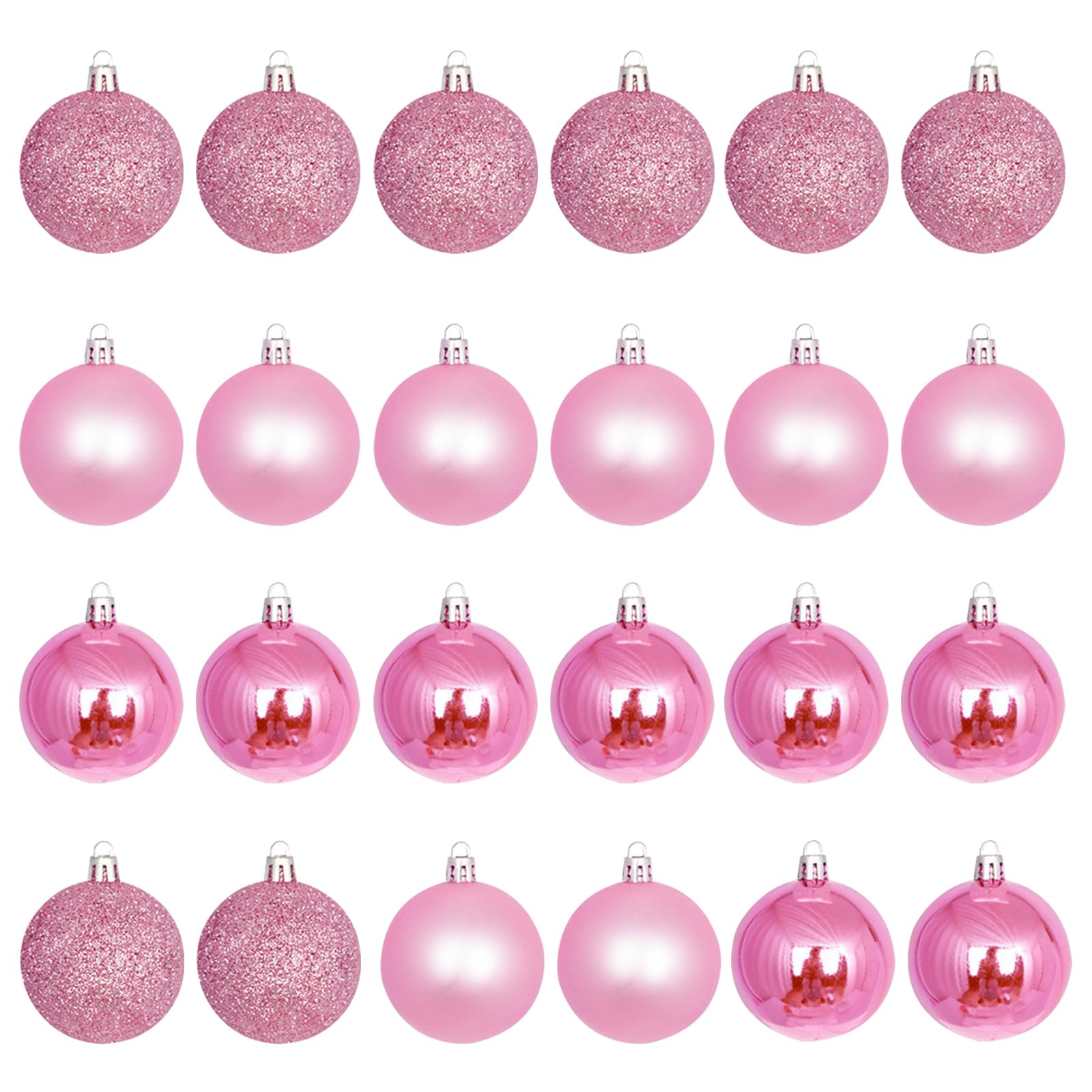 KASESSS Pack of 24 Pink Christmas Tree Baubles, 3 cm Pink Christmas Balls, Plastic Christmas Baubles for Tree Decoration, Party, Festival, Wedding, Home