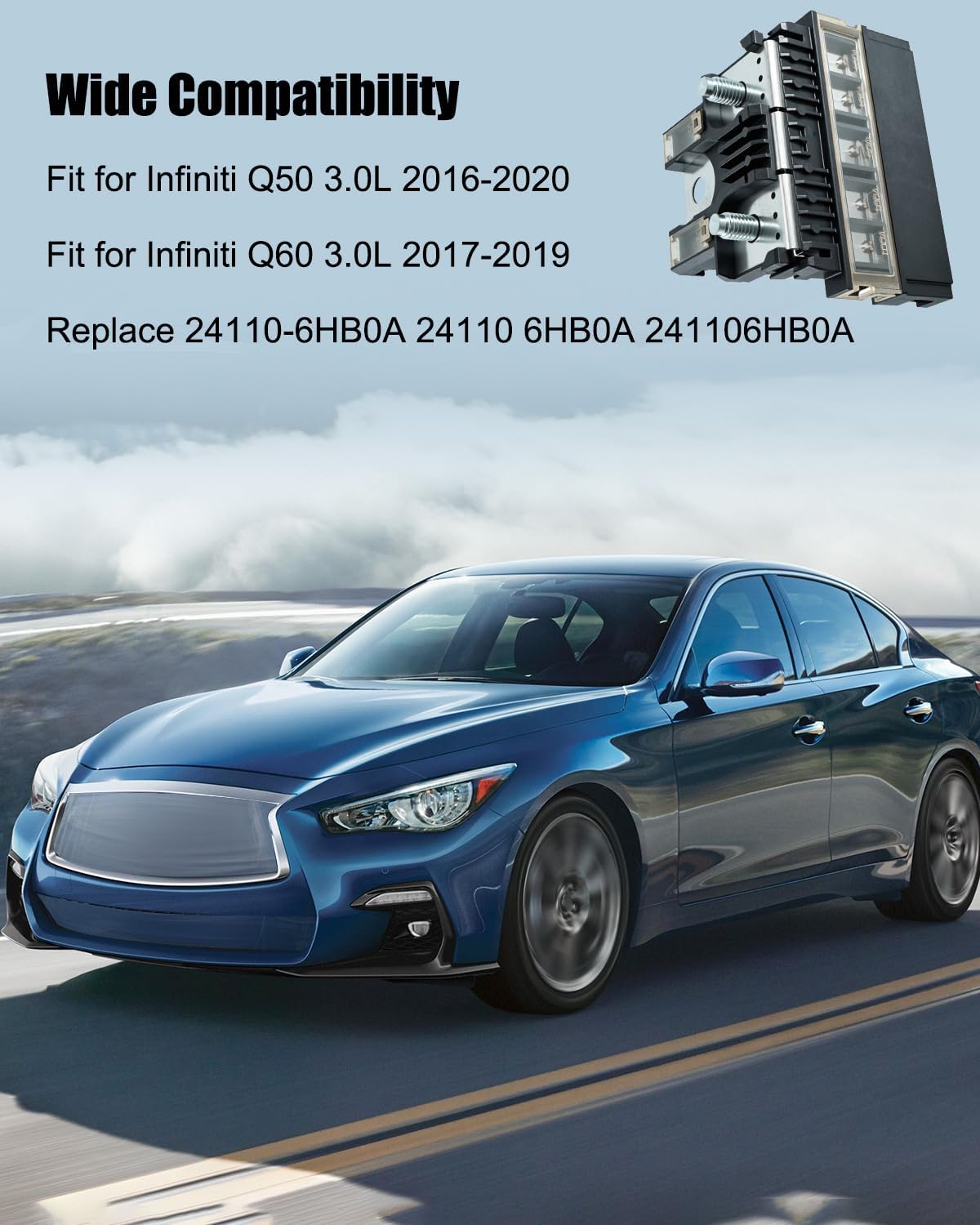 Positive Battery Fuse Terminal Assembly Fit for Infiniti Q50 3.0L 2016-2020 Q60 3.0L 2017-2019, Replace 24110-6HB0A 24110 6HB0A 241106HB0A