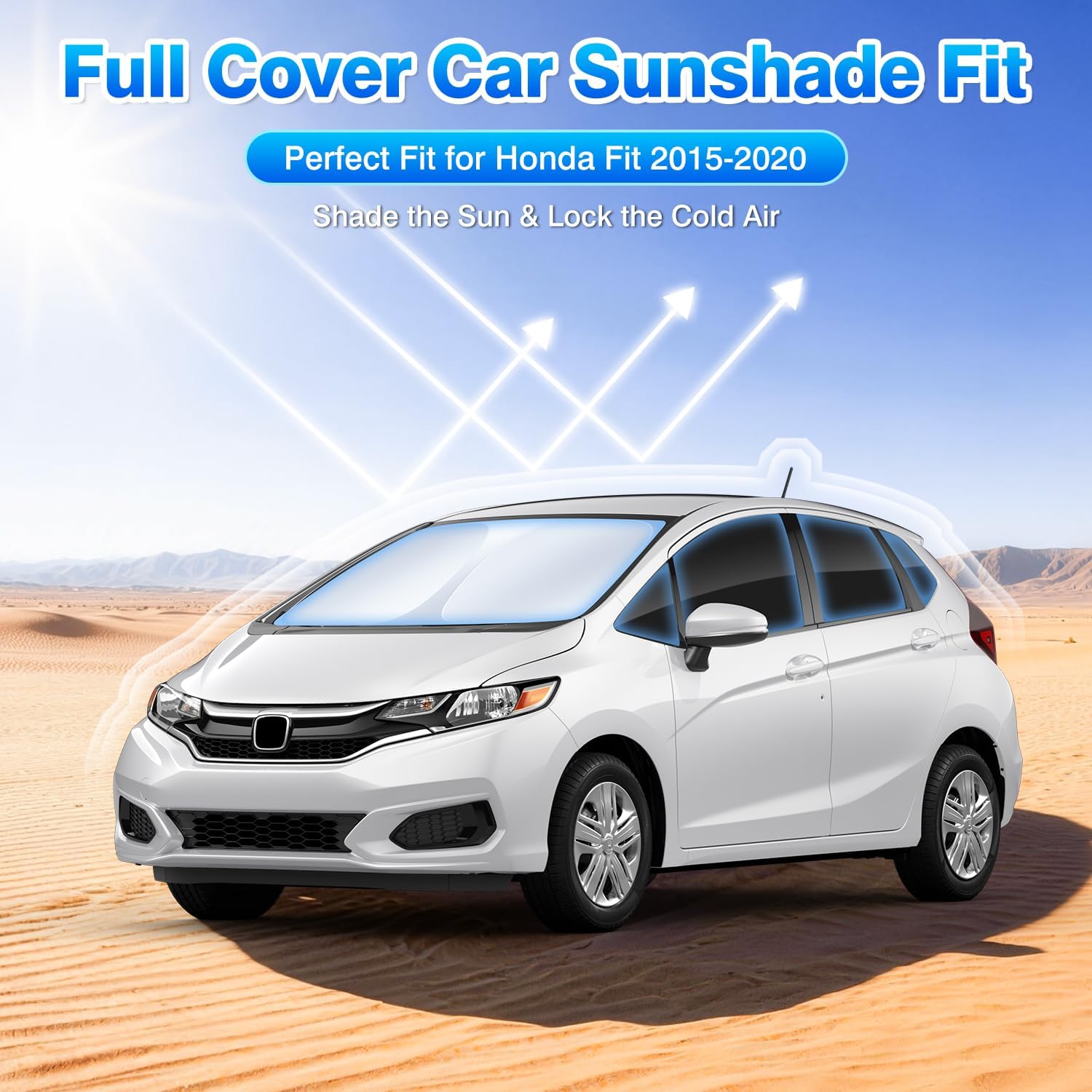 T TGBROS Windshield Sun Shade for Honda Fit 2015-2018 2019 2020 Car Window Shades Thicken UV Block and Blackout Privacy Foldable Sunshades 10PCS Accessories Keep Cool Sun Visor Covers