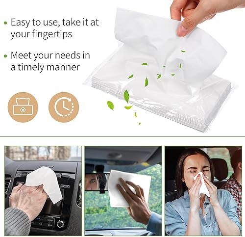 Miniatura 8 de Recambio de pañuelos para automóvil, repuesto de servilleta para visera solar, pañuelos de viaje para automóvil, suave y liso, 3 capas (30 piezas)