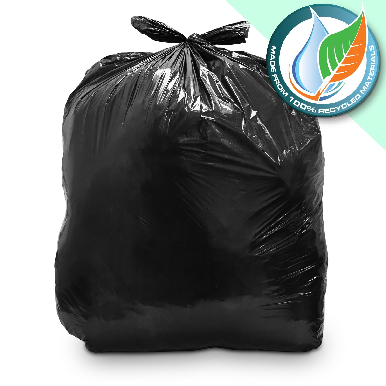 600 Pce | 3 Full Boxes | RE-GEN 90L 5kg Load Black Bin Liners