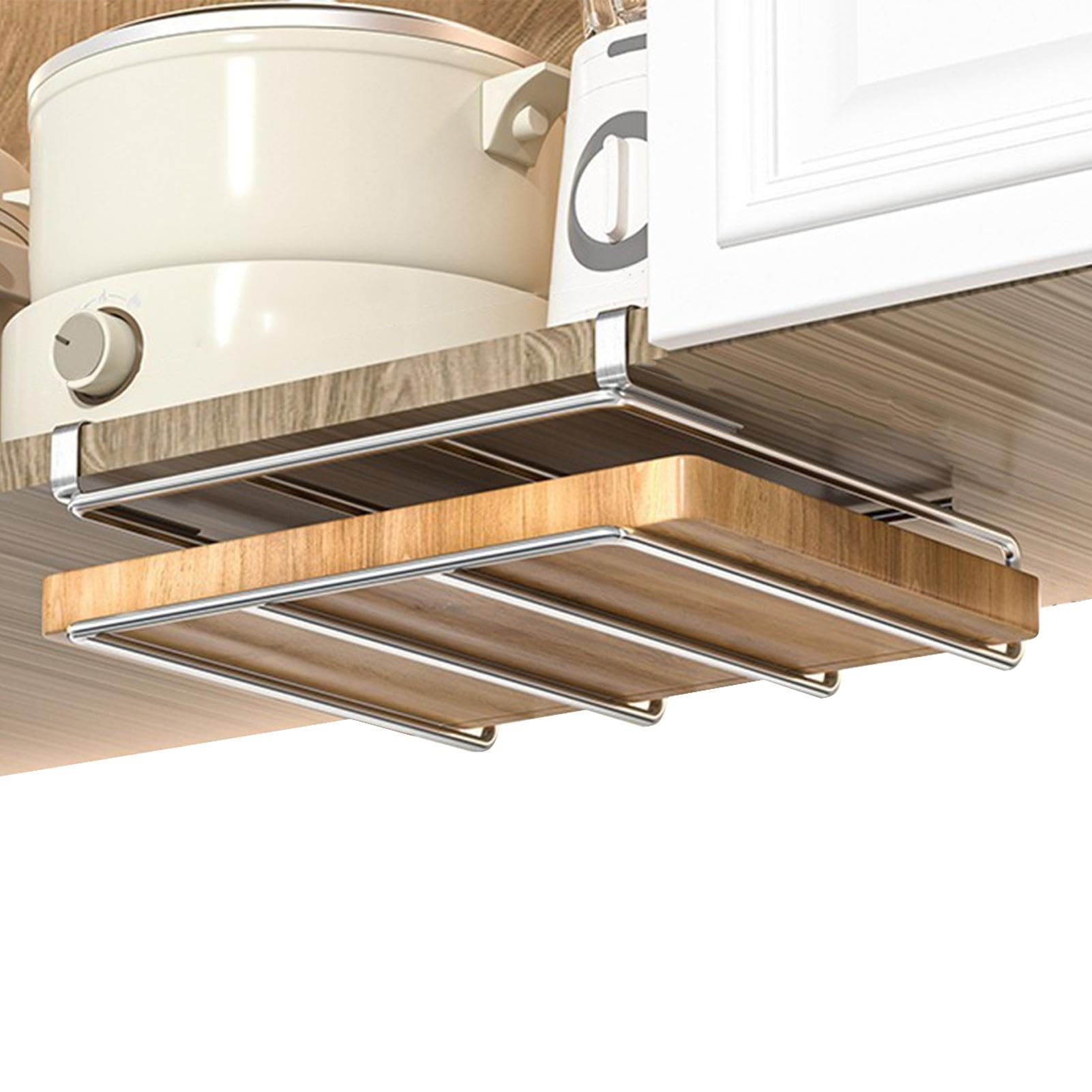 Generico Supporto per tagliere sotto il mobile, porta taglieri sotto il mobile | Supporto per tagliere sotto il mobile | Organizer multiuso per taglieri con gancio per utensili da cucina