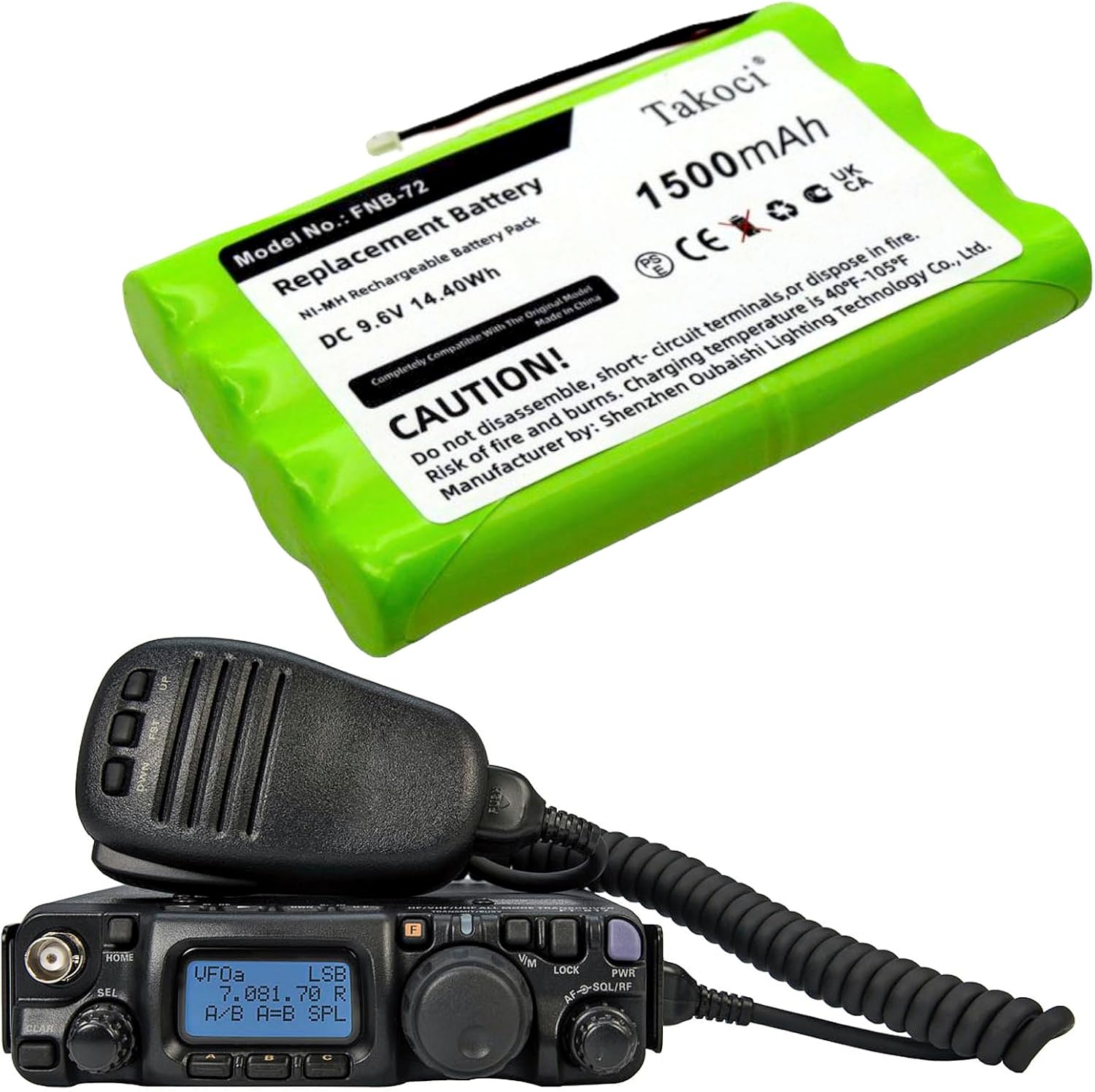2-Pack 1500mAh Replacement Battery for YAESU FT-817 FT-817ND FT-818 fits Part Number FNB-72 FNB-72x FNB-72xe FNB-72xh FNB-72xx FNB-85 SBR-32MH