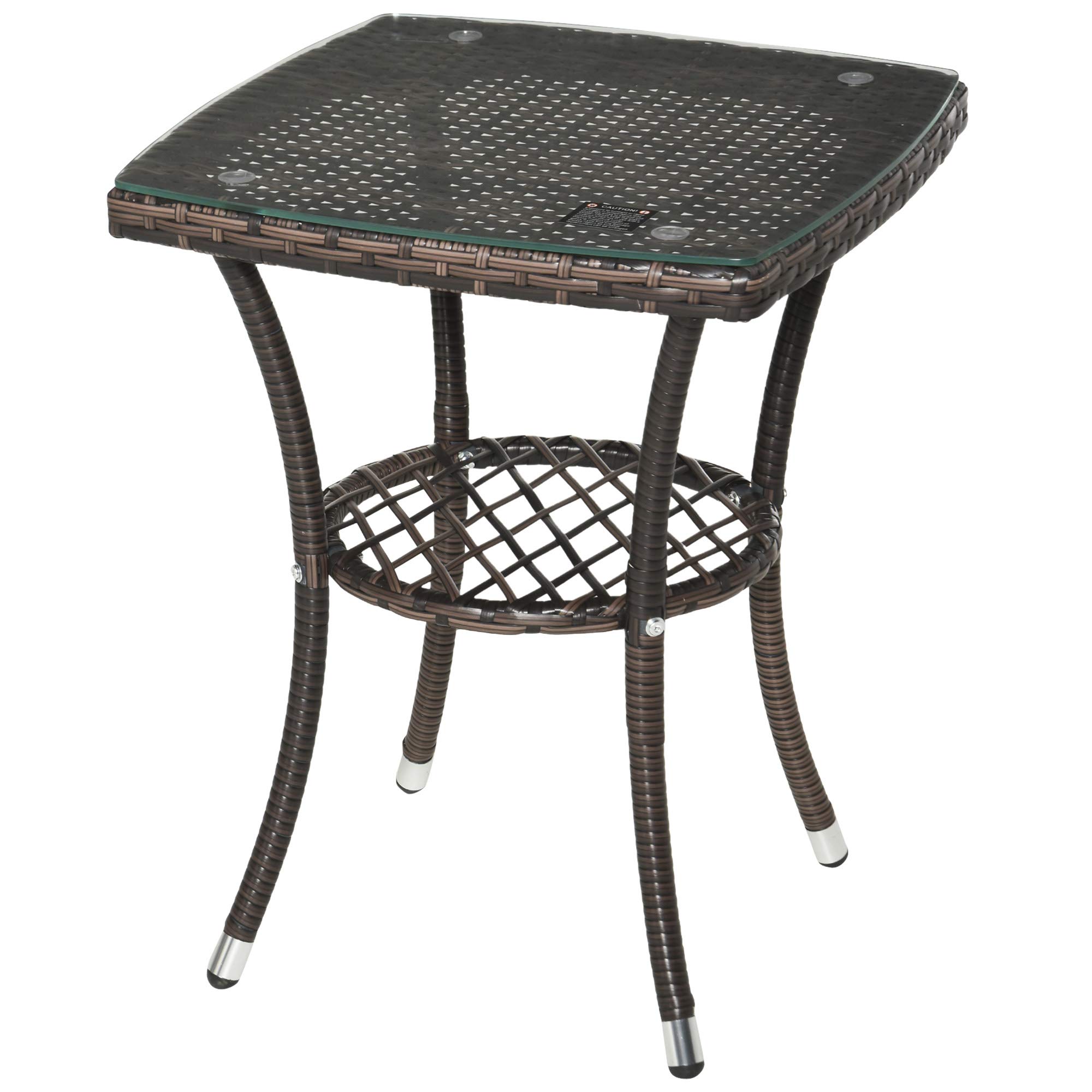 Outsunny Set Mobili da Giardino Rattan Set Arredamento Giardino 3pz Tavolo con 2 Sedie con Cuscini Marrone