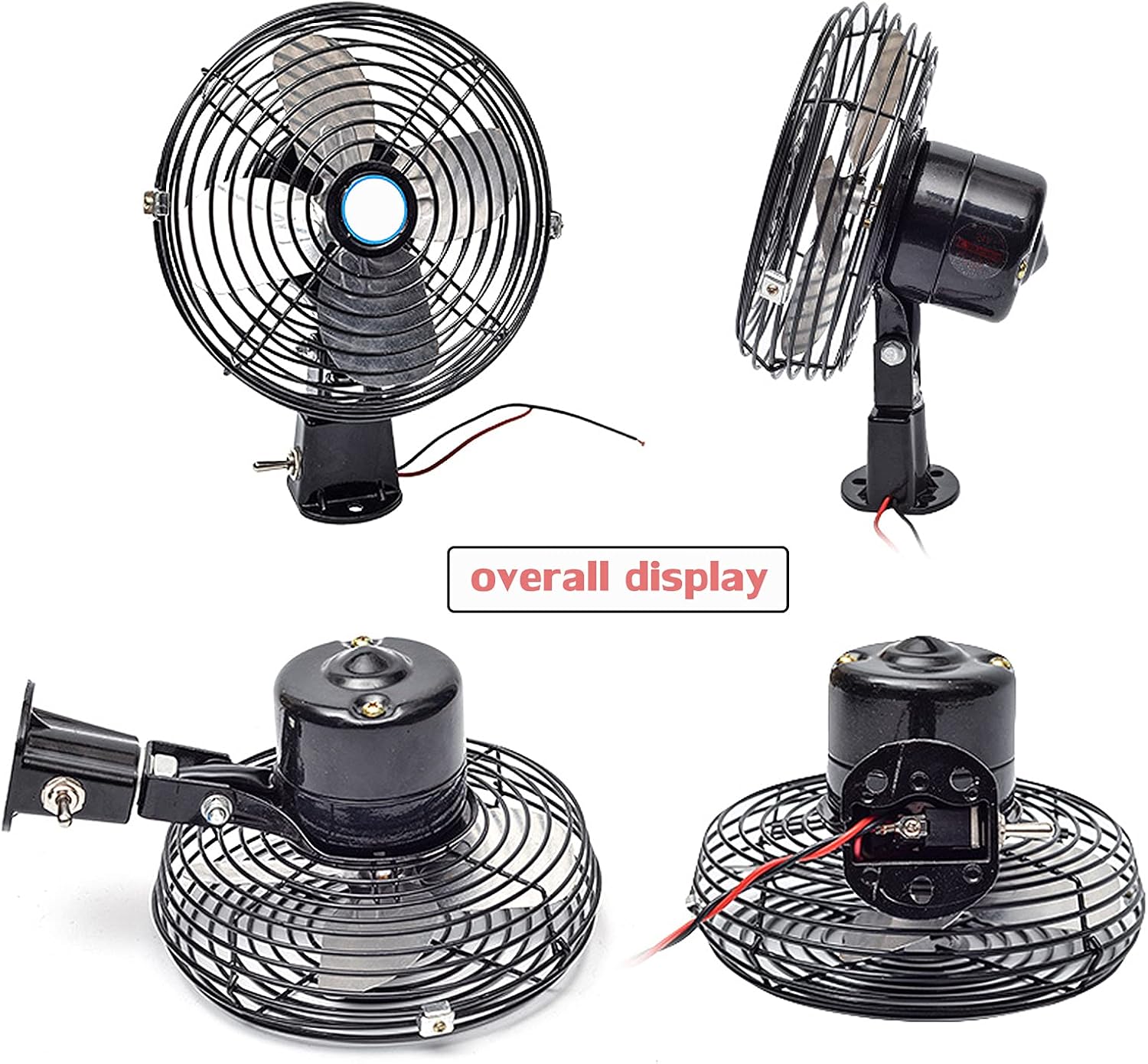 6 Inch Car Truck Electric Air Fan 12V / 24V Oscillating 2 Speed Powerful Quiet Fans with Cigarette Lighter Plug