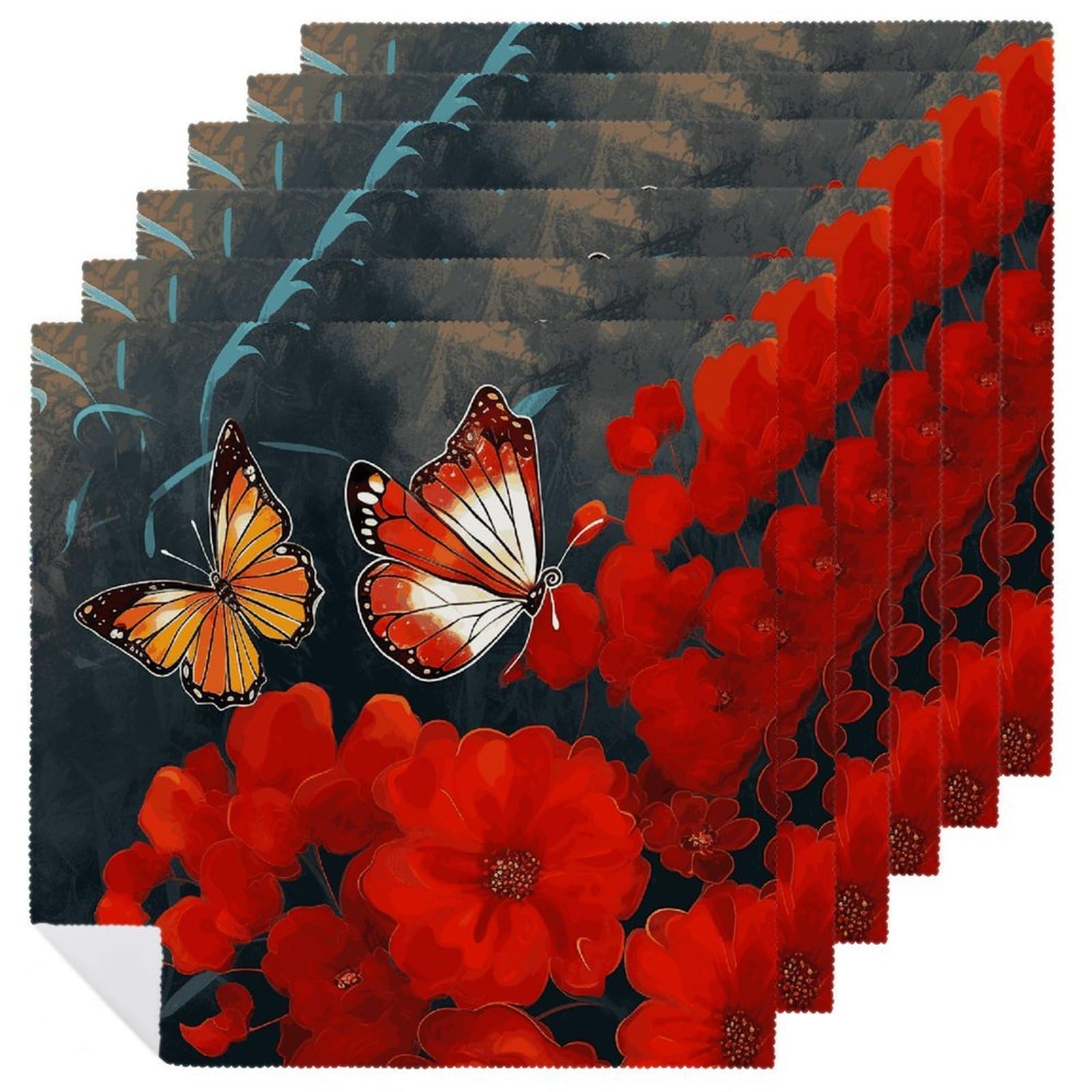 Servilletas de tela con flores rojas, el detalle perfecto para regalar en banquetes y celebraciones