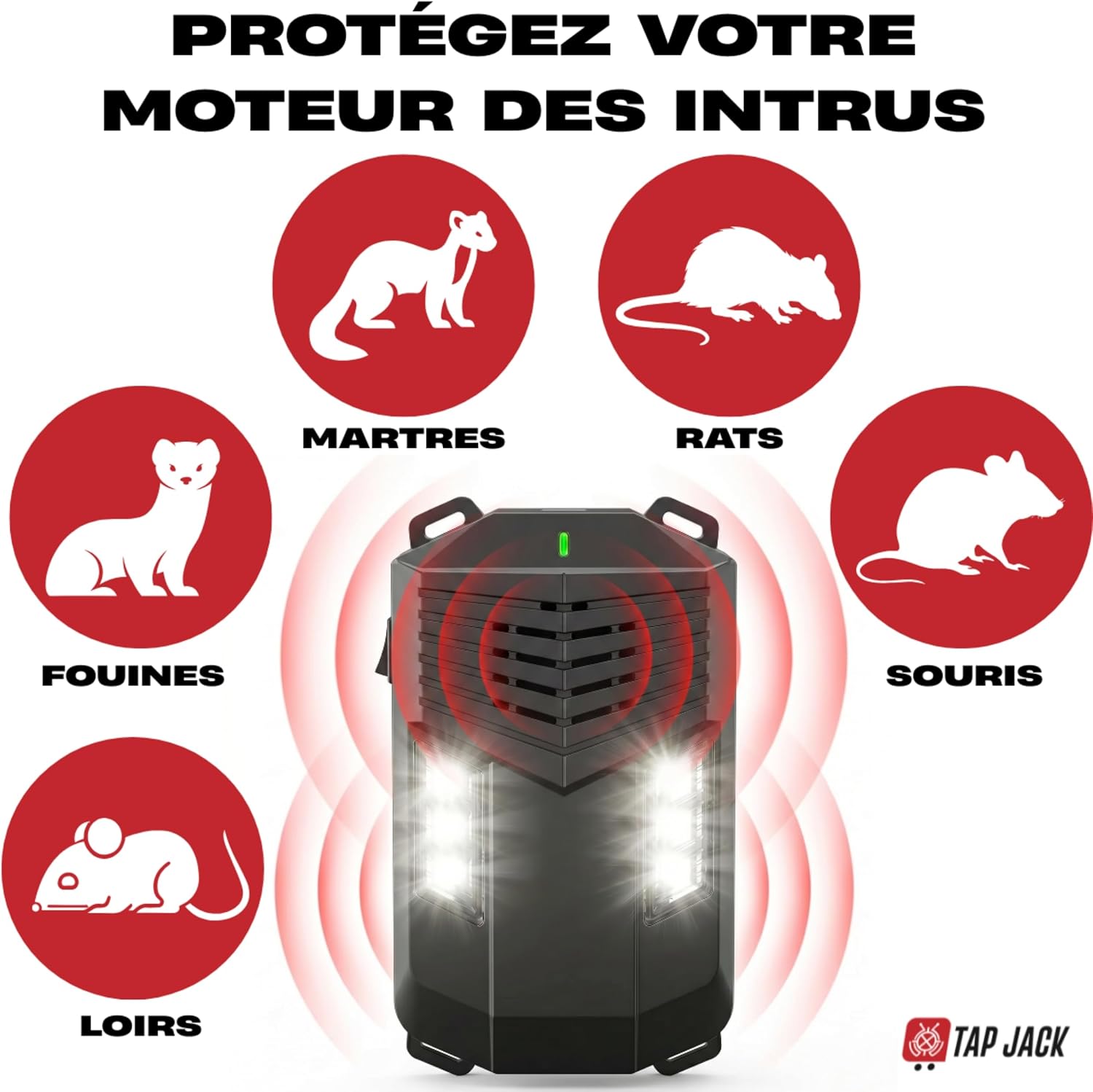 Répulsif À Ultrasons pour Voiture – Anti Fouine, Martre, Rat Et Souris – Double Action Ultrasons + Flash LED – Protection Compartiment Moteur – Fonction Start/Stop Intelligent — vue 3