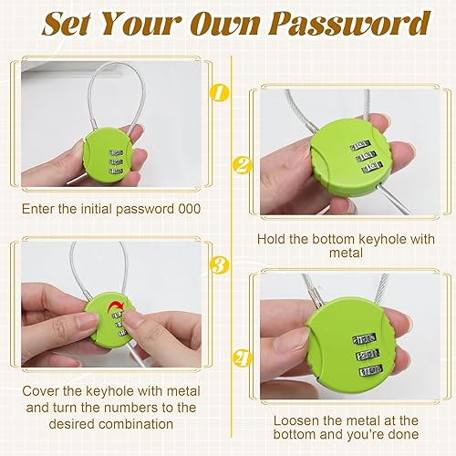 Miniatura 6 de Paquete de 2 candados de combinación de 3 dígitos, candado impermeable para exteriores, mini candado de combinación para equipaje para casillero