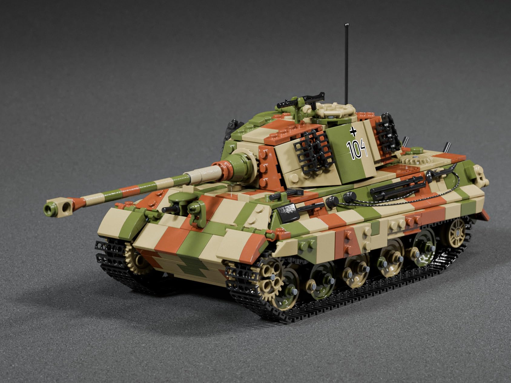 Buildarmy King Tiger II (Tiger II) WW2 Niemiecki Model Czołgu Wojskowego, Zestaw Klocków do Budowy w Kamuflażu, Kolekcjonerskie Klocki do Budowy Armii dla Dorosłych, 1145 sztuk Model do Prezentu i