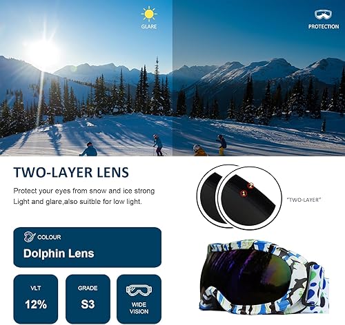 Miniatura 3 de Kids Ski Goggles Snow Snowboard Goggles for 3-12 Years Boy