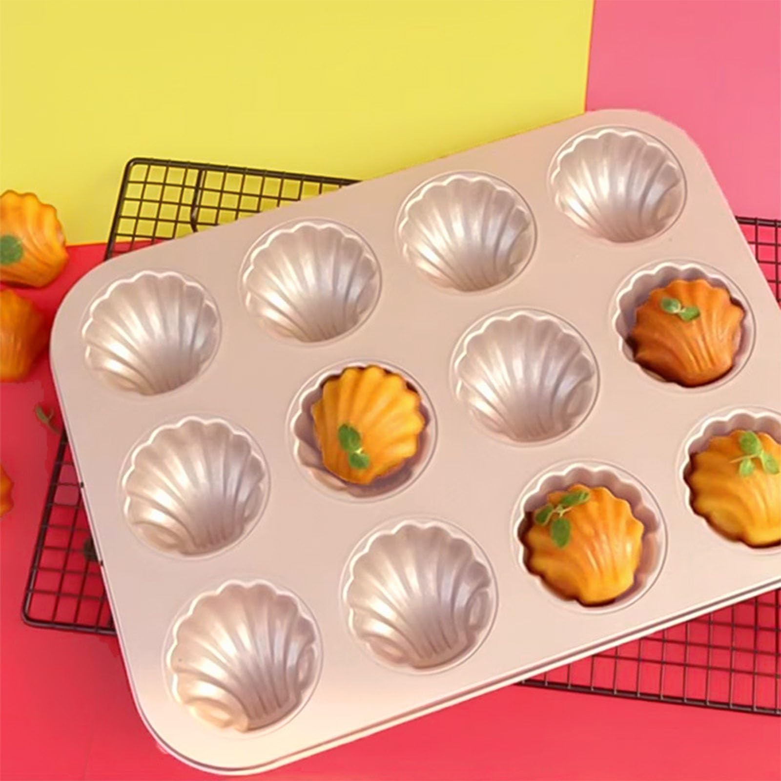 Madeleine-Kuchenform aus Karbonstahl, Antihaft-Backform, 6/12 Mulden, Dessert, Gebäck, Backform für Zuhause, Küche, Karbonstahl, Kuchenform