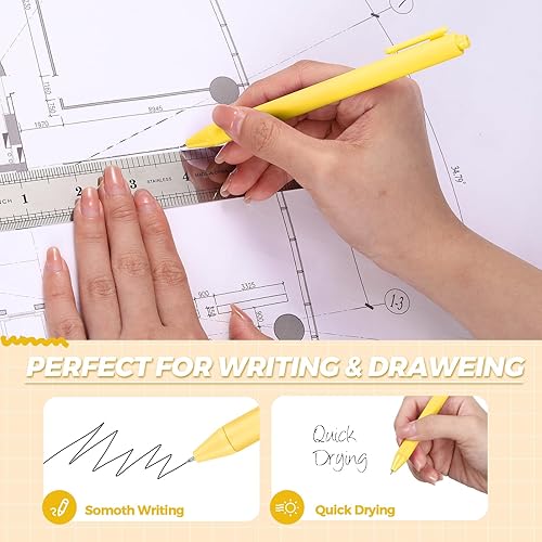 Miniatura 5 de Cholemy Paquete de 24 bolígrafos retráctiles a granel de tinta de gel pastel de 0.020 in, punta fina, tinta negra con agarre, escritura suave para