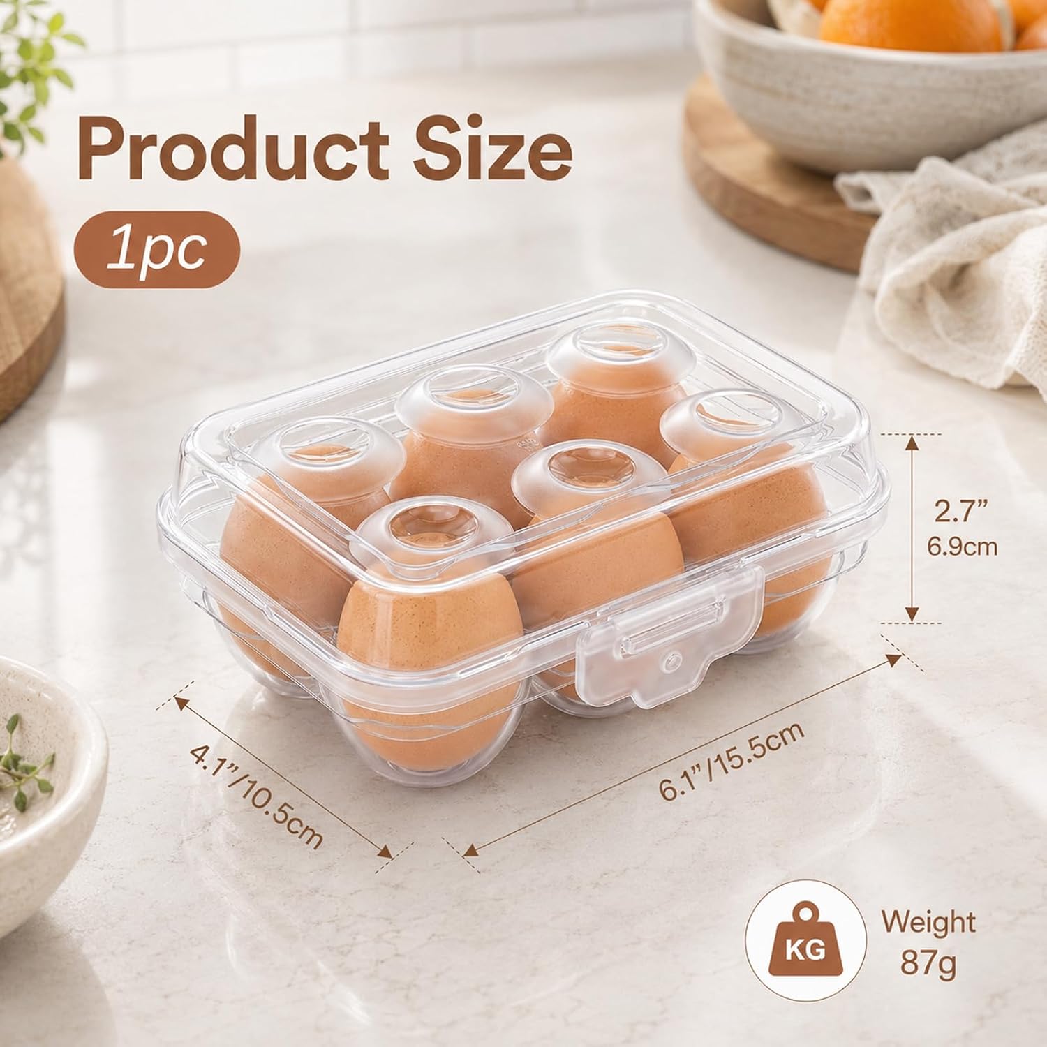 Egg Holder Camping, 6 Grid Egg Storage Box, Egg Holder for Fridge