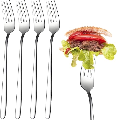 Juego de tenedores de acero inoxidable para cubiertos modernos de 8 pulgadas, cubiertos de acero inoxidable de grado alimenticio, pulido con espejo