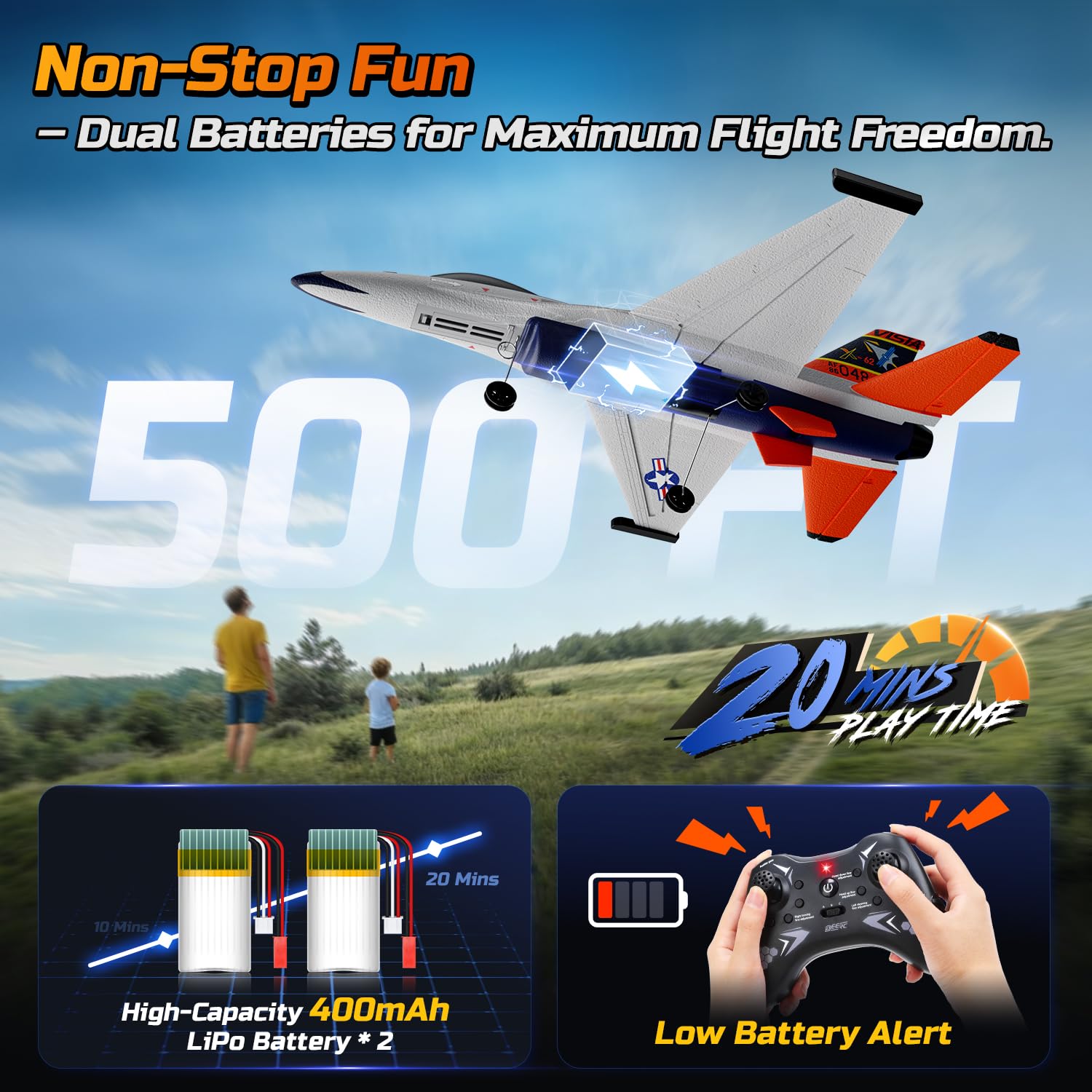 VOLANTEXRC RC-vliegtuig voor beginners, P51 Mustang, 2,4 GHz, 2CH op afstand bestuurd vliegtuig, RC zeil speelgoedcadeau voor volwassenen (76203