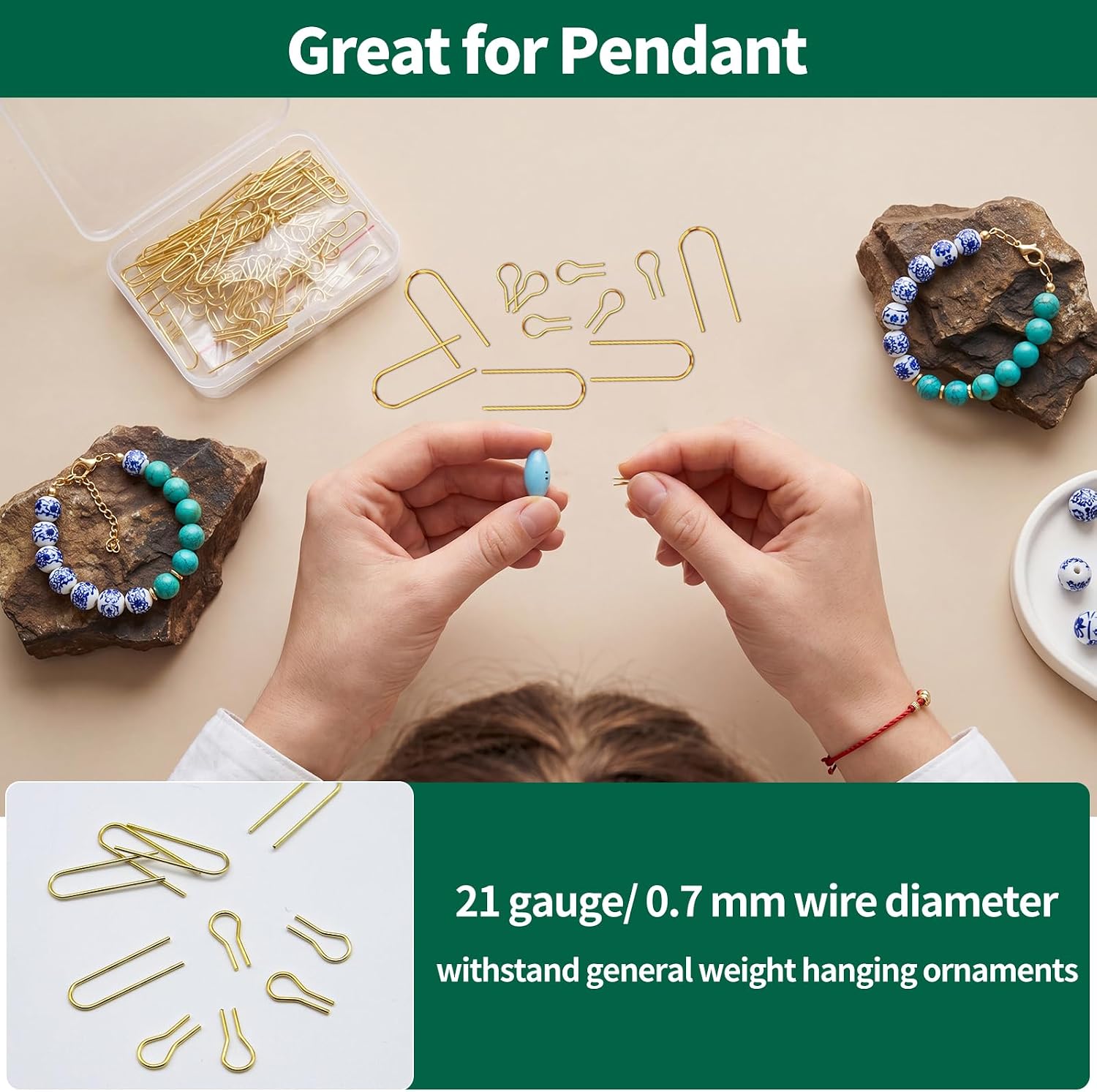240Pcs High Temperature Nichrome Wire Jump Rings, R Shaped Nichrome Hanger Hooks & 21 Gauge Hanging Firing Hook for Fusing in Glass, Hobbyists DIY Pendant, Ceramic Ornaments
