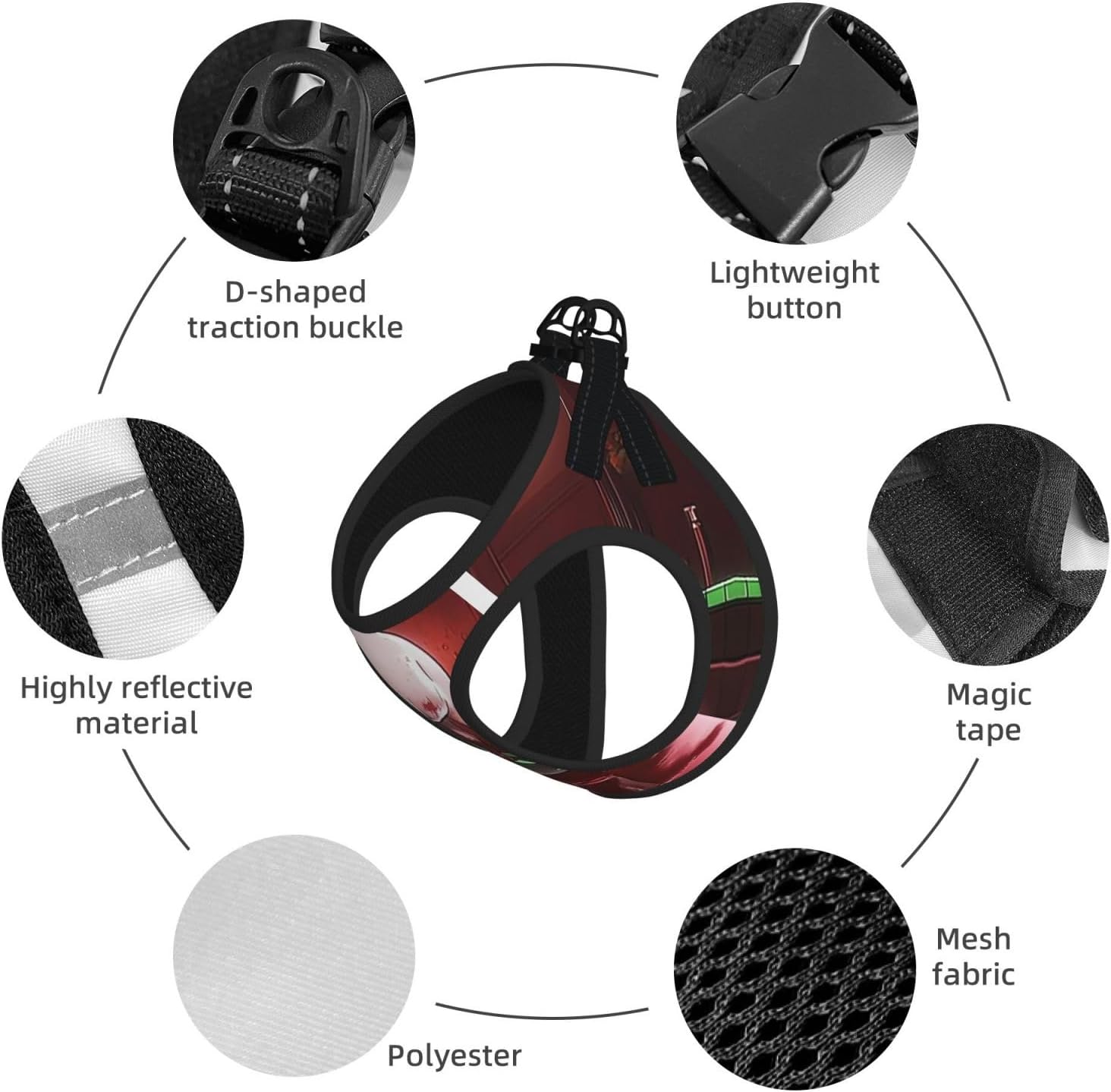 Machine Pigs in Underground Bars Pet Vest Small Size Dog Harness and Leash Set for Training, Reflective & Adjustable Without Accessories Medium