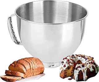 5 Quart Stainless Steel Mixer Bowl for KitchenAid Stand Mixers, Compatible with 4.5 & 5 QT KitchenAid Tilt-Head Mixers, KitchenAid Mixer Accessories, KitchenAid Replacement Bowl (5 QT)