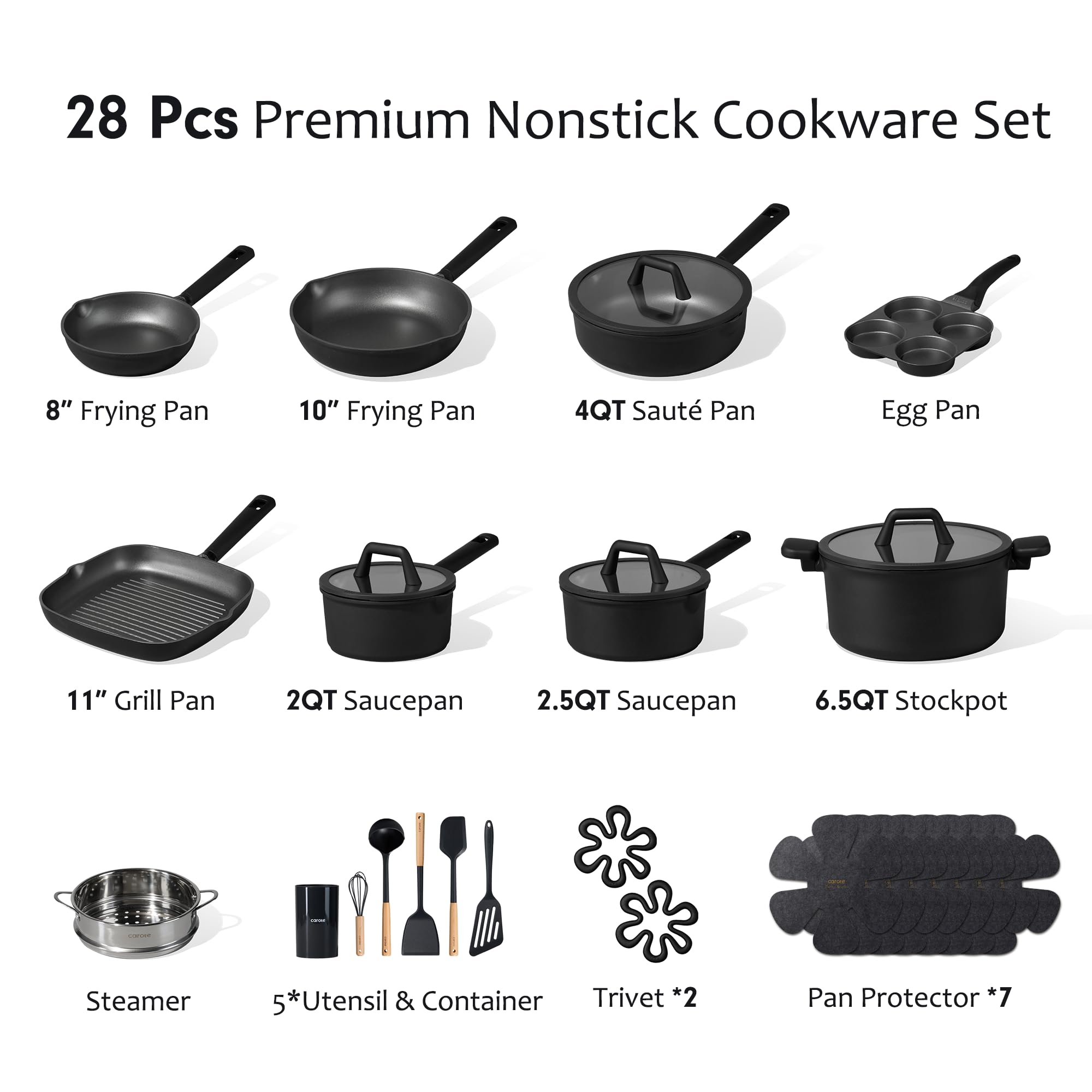 CAROTE 28pcs Pots and Pans Set, Nonstick Cookware Set view 2