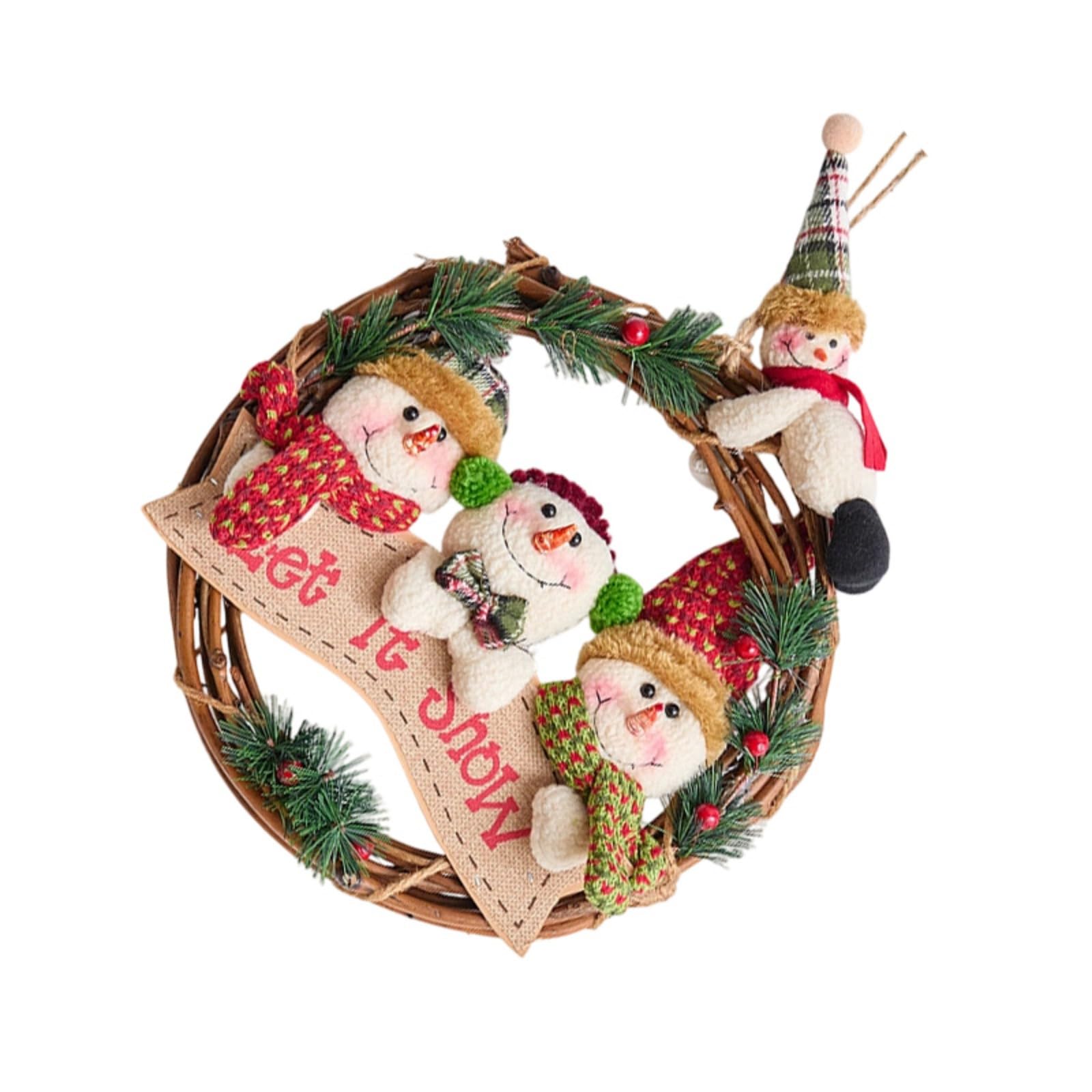 Xinsheinelry Christmas Wreath Santa Snowman Reindeer 30Cm Durabilit Decoration Indoor Outdoor Wall Window Holiday Family Decor Festival Home Decors Holiday Wreath