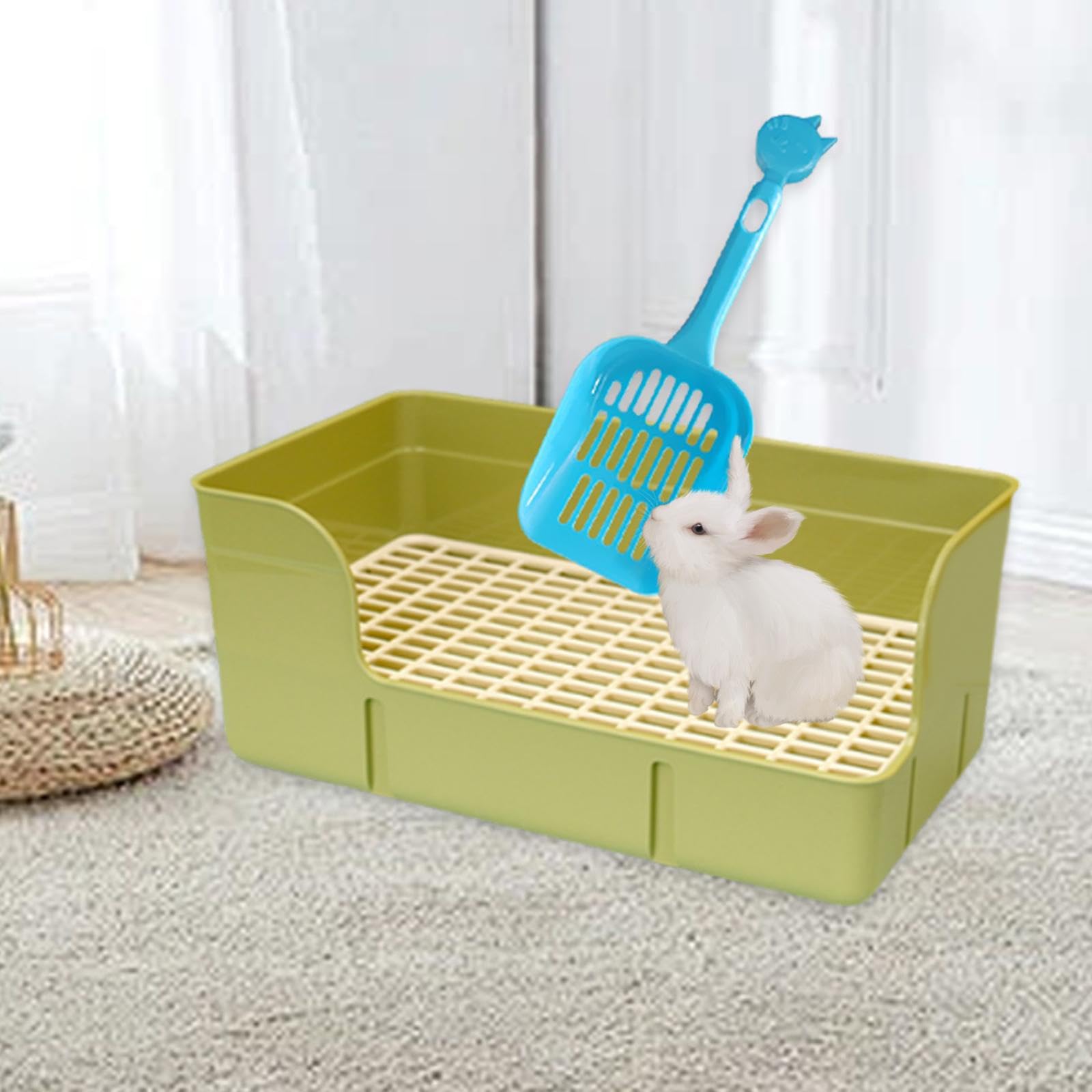 Toilette per Conigli e Accessori per furetti, vaschetta Anti-Schizzi, Verde