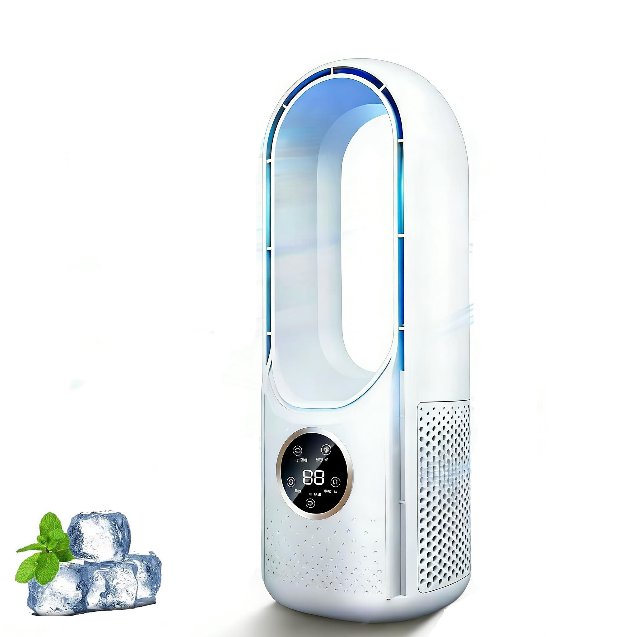 Oehug White Portable Air Conditioner,Air Cooler & Cooling Fan,Usb Powered Cooling Fan 6 Speeds & 1-6H Timers,Silent Bladeless Fan With 100Ml Humidifier,Energy-Saving Fan For Home/Bedroom/Office (White)