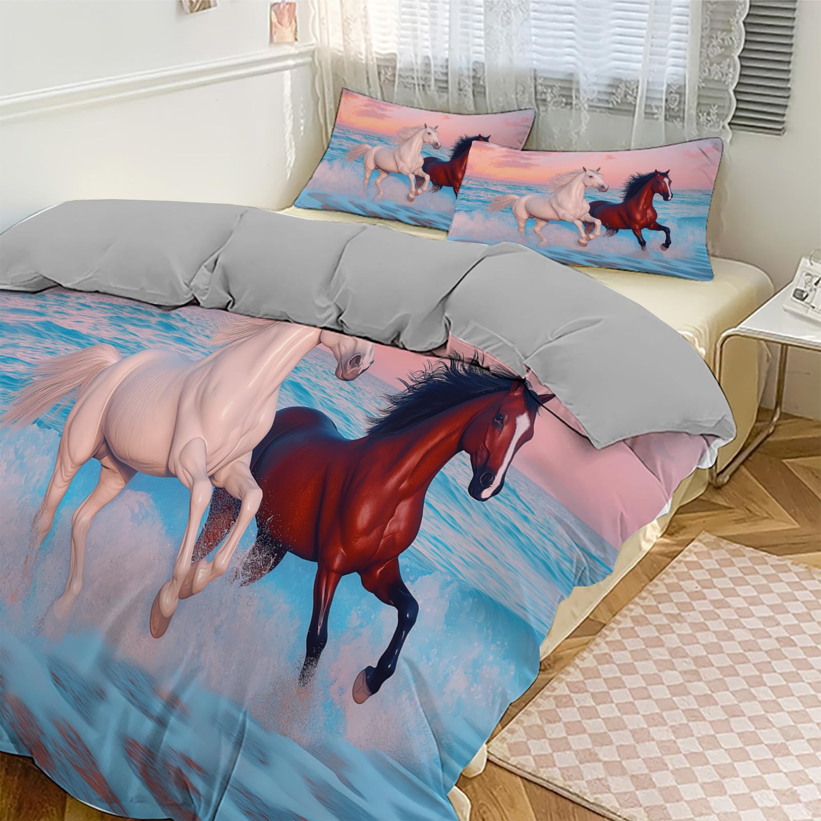 Housse de couette cheval 200x200 pour s'endormir dans un décor sauvage unique