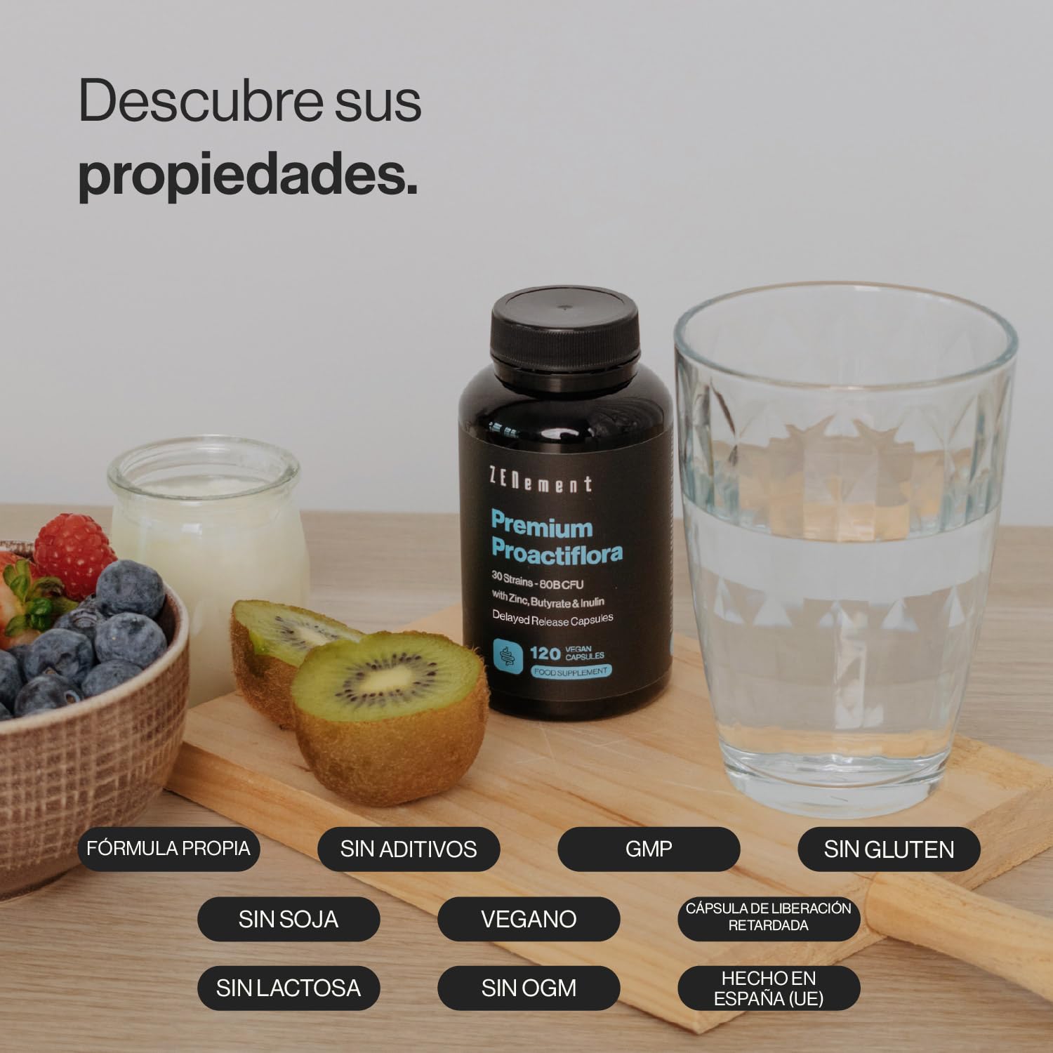 Probióticos, Prebióticos y Postbióticos Intestinales, 120 Cápsulas Gastrorresistentes - 30 cepas (80 mil millones UFC) por dosis + Inulina + Butirato + Zinc - Soporte Digestivo y Sistema Inmune