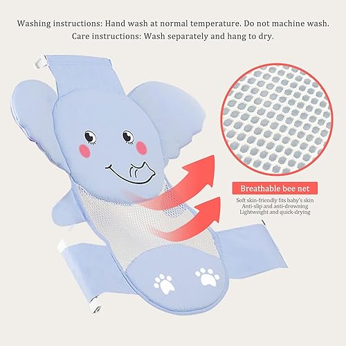 Miniatura 7 de AIR&TREE Red de Soporte para Asiento de Baño para Bebé, Secado Rápido, Ajustable, Cómoda, Antideslizante, Cabestrillo de Malla para Ducha en Bañera