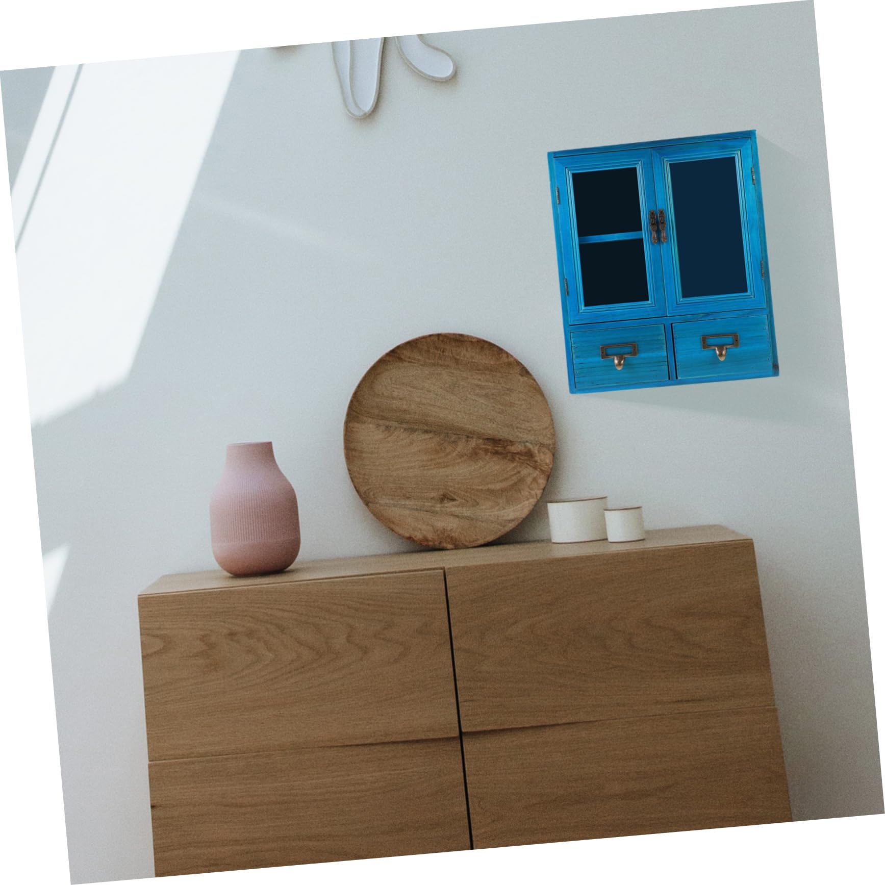 Vintage Wandschrank Aus Holz Mit Doppeltüren Und Griffen Rustikaler Kleiner Wandschrank Zur Wandmontage Vielseitiger Holzkommode Für Schlafzimmer Und Wohnzimmer Einfacher Aufbau