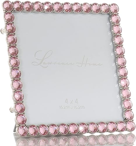 Vista 92 de Marco doble brillante de metal plateado 4x4, brillo transparente Brillo claro