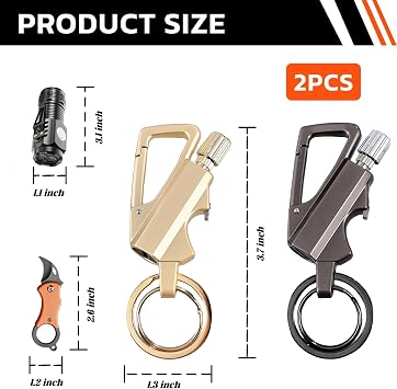 2 Pack Permanent Match Infinity Lighter with Multitool Keychain Bottle Opener, Reusable Waterproof Match Strike Anywhere for Outdoor Survival, for Men Women