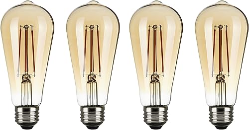 Satco S9579/04 ST19 - Bombilla LED de filamento estilo vintage, 6.5 W, 2000 K, paquete de 4