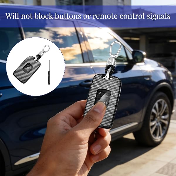 Etui Carte pour Renault, 1 pièce pour Megane 4, Coque Carte pour Renault, Porte Clé pour Carte pour Renault, Porte Clé pour Renault, pour Texture en Fibre de Carbone, légère, Lisse et pour Durable. - 5