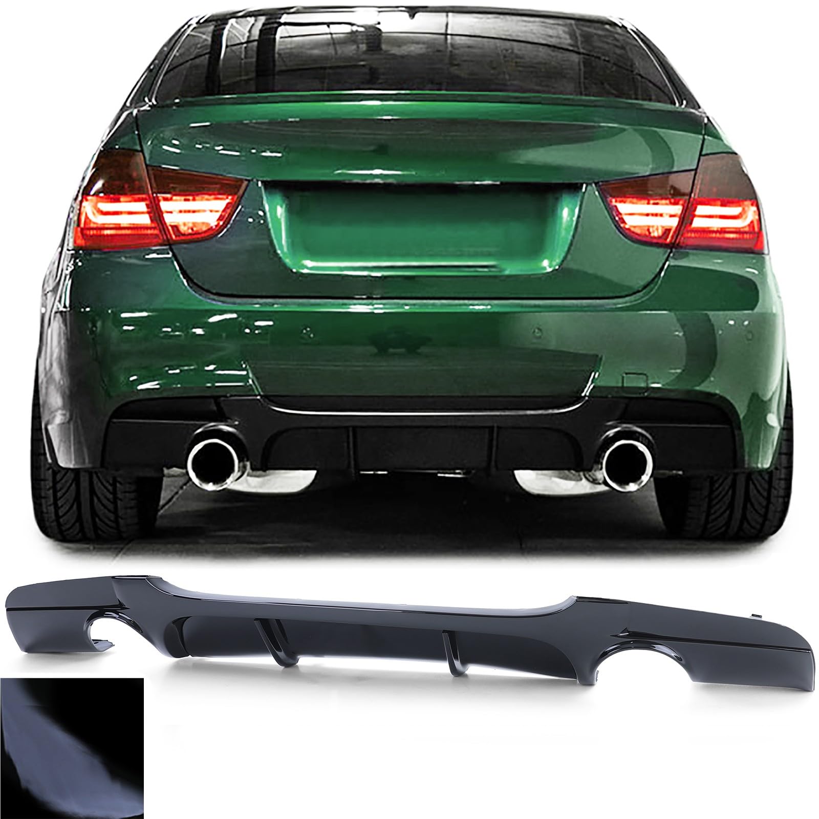 europetuning - 05984 - DIFFUSEUR Sport Double Sortie Noir Brillant Compatible BMW Serie 3 E90 E91 avec PARECHOCS M