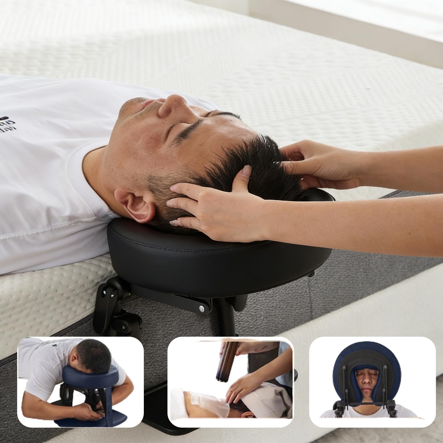 Kit per Massaggi per Materasso,con Bracciolo e Custodia,per Materassi di Spessore 14-45 cm,per Lettini di Bellezza Universali,Nero