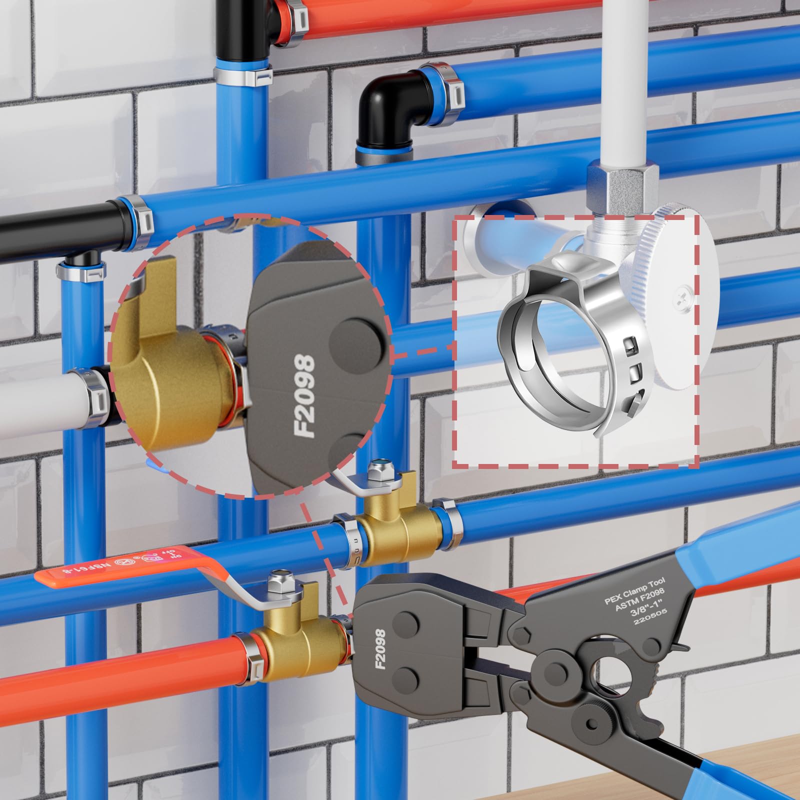 EFIELD 100 szt. 3/10.2 cm pierścienie zaciskowe ze stali nierdzewnej PEX do rur PEX (3/10.2 cm - 100 szt.)