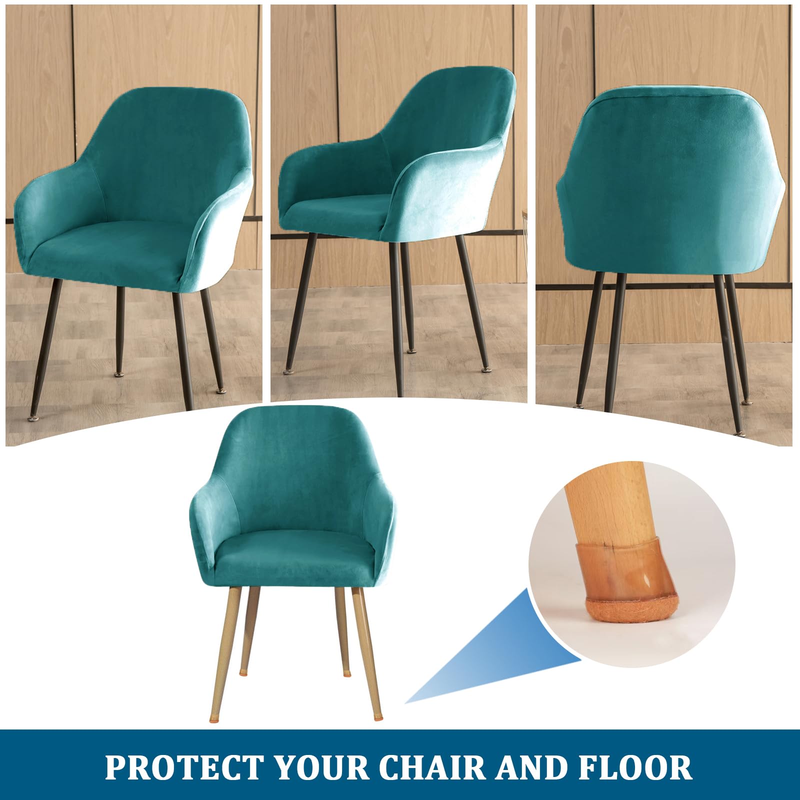 Fodere Coprisedia Per Sala Da Pranzo, Velluto Elasticizzato Coprisedie Con Braccioli 2/4/6 Pezzi Ufficio Fodera Per Sedia Con Schienale (Verde,2 Pezzi)