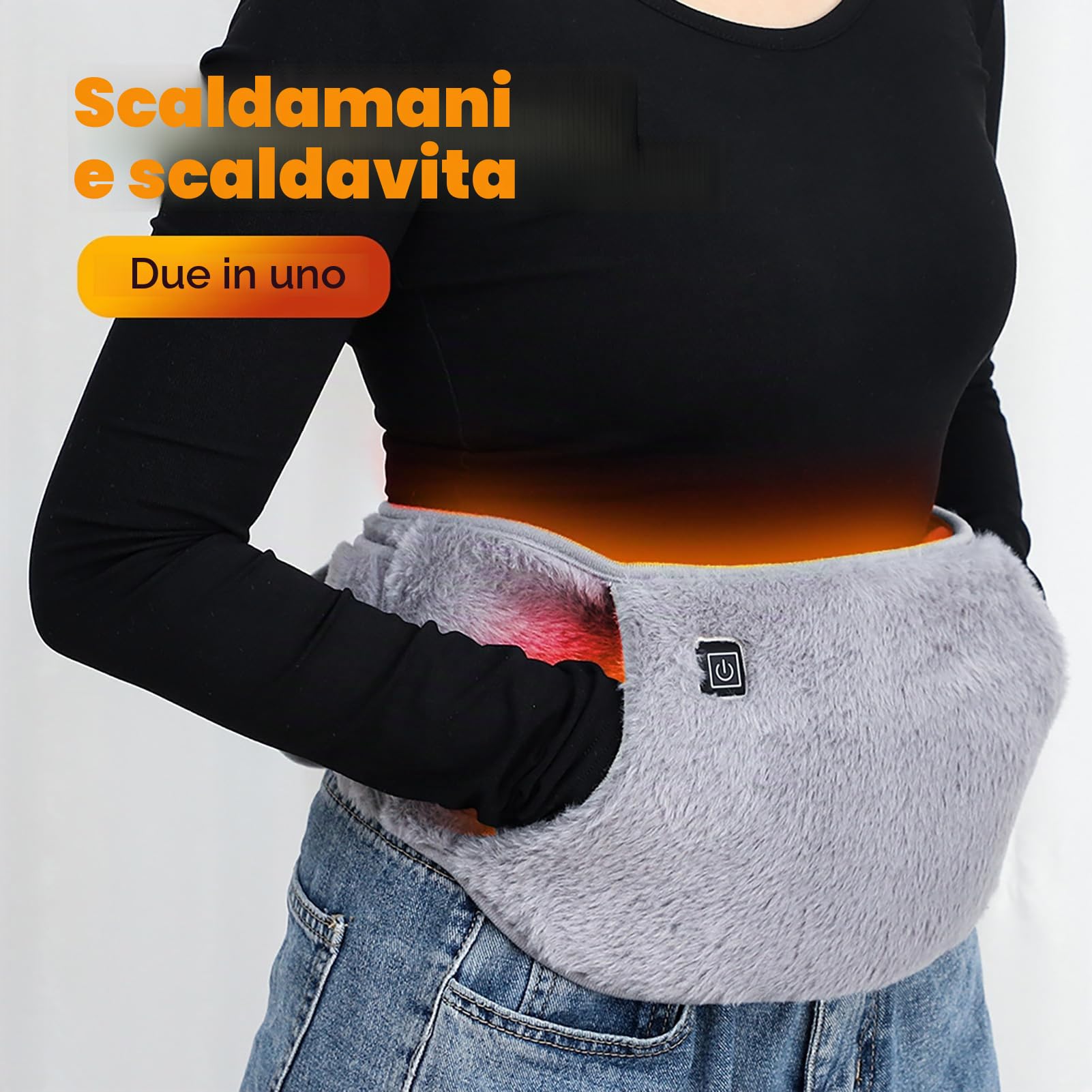 Cintura Termica Elettrica, Termoforo Riscaldante per Schiena e Reni con Design 2 in 1, Cuscinetto Riscaldante Senza Fili e Ricaricabile per Uomini e Donne, Ideale per Regali
