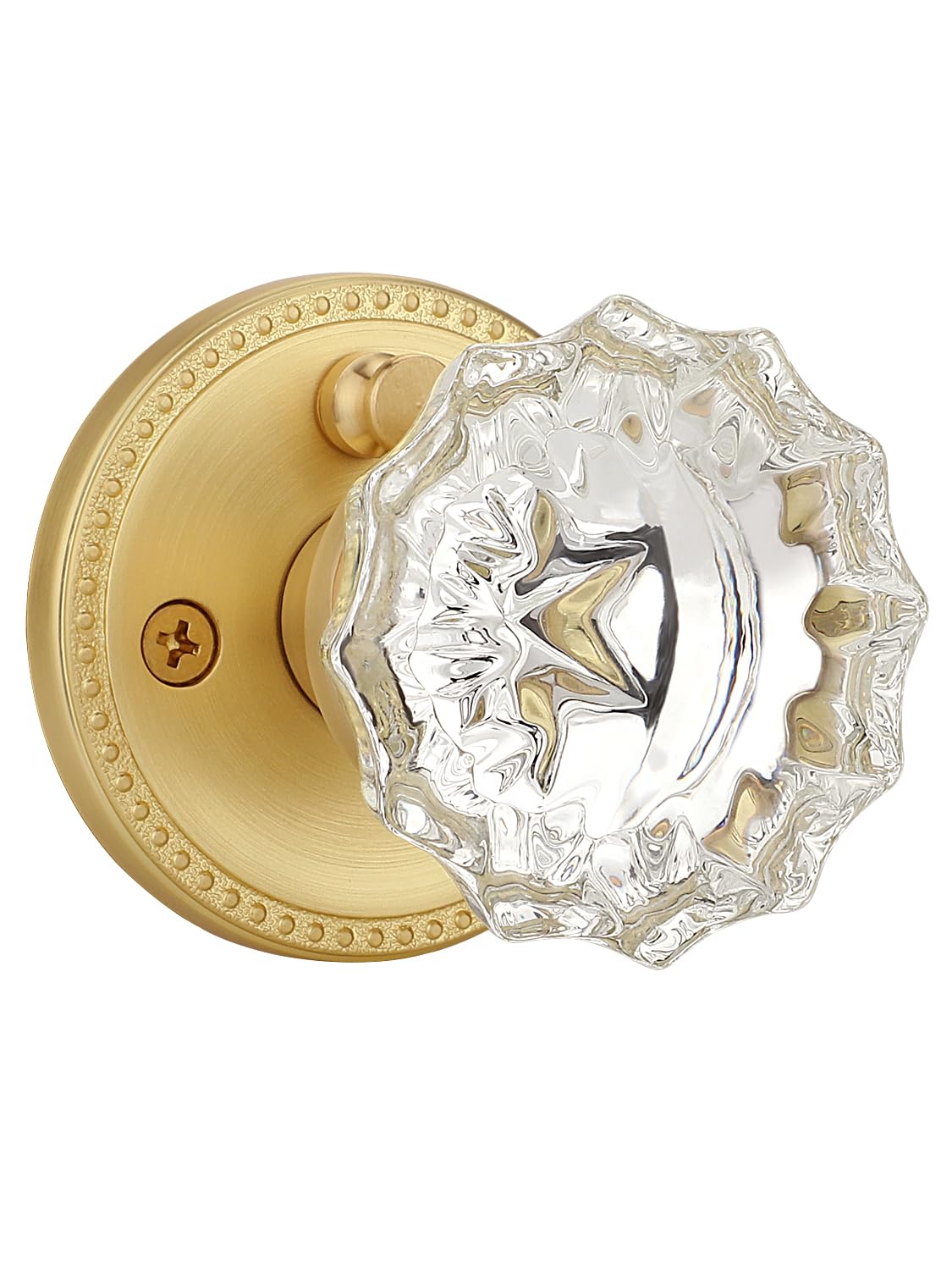 Gold Glass Door Knobs - Keyless Privacy Levers -1