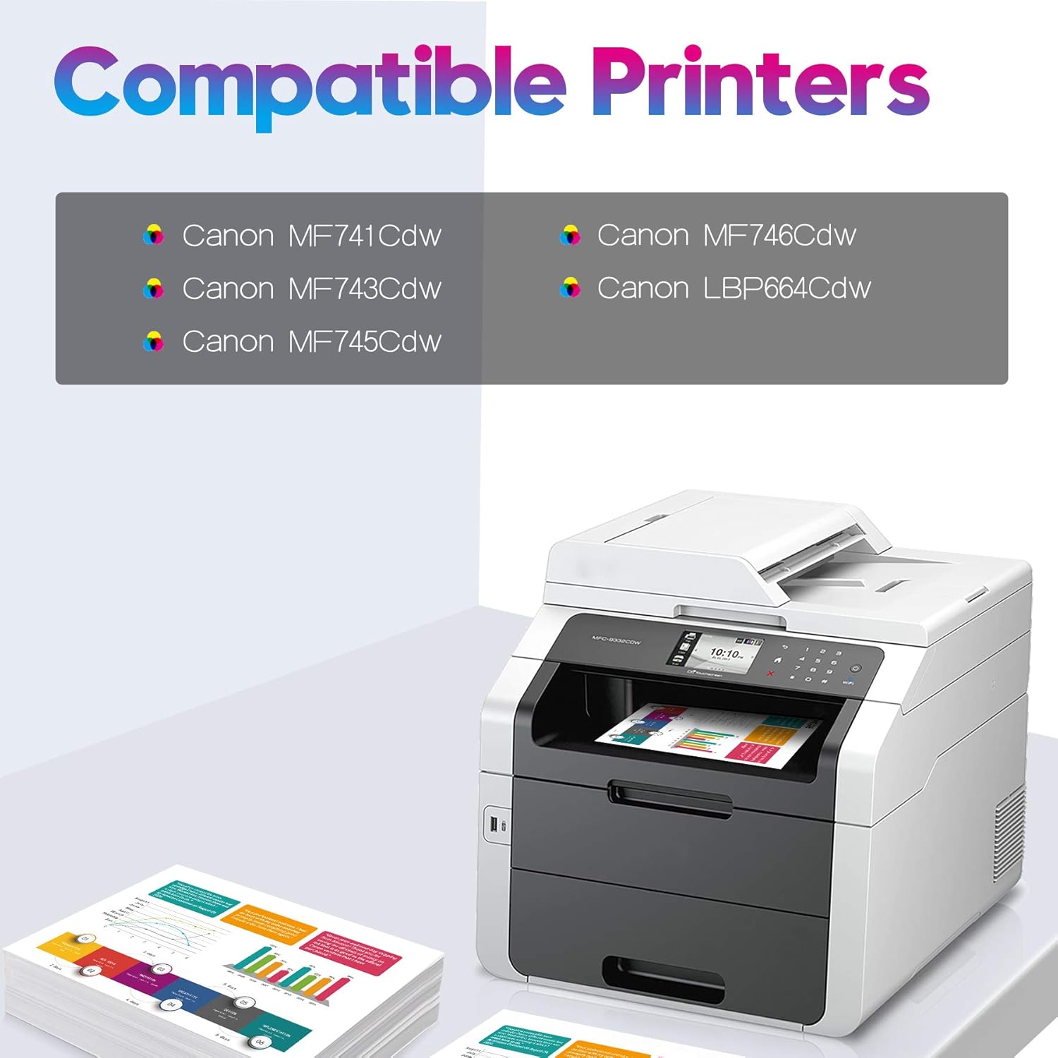 Free Shipping Offer ONLYU Compatible Toner-Cartridge Replacement for Canon 055 055H Color imageCLASS MF741Cdw MF743Cdw MF745Cdw MF746Cdw LBP664Cdw (Black, Cyan, Yellow, Magenta, 4-Pack)
